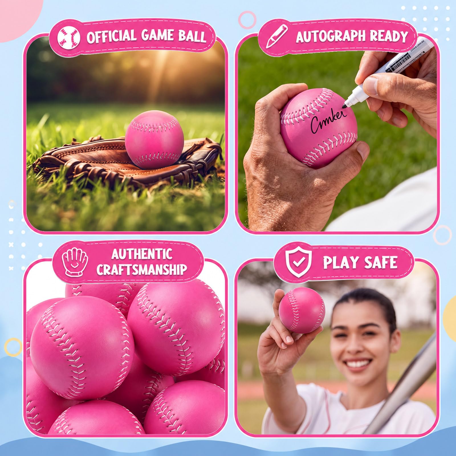 Thenshop Softball-Übungsball aus Leder, 27,9 cm, Schulteam für Hinterhof, Wurftraining, Jugendgeschenk, Spieler, Trainer, 2 Stück