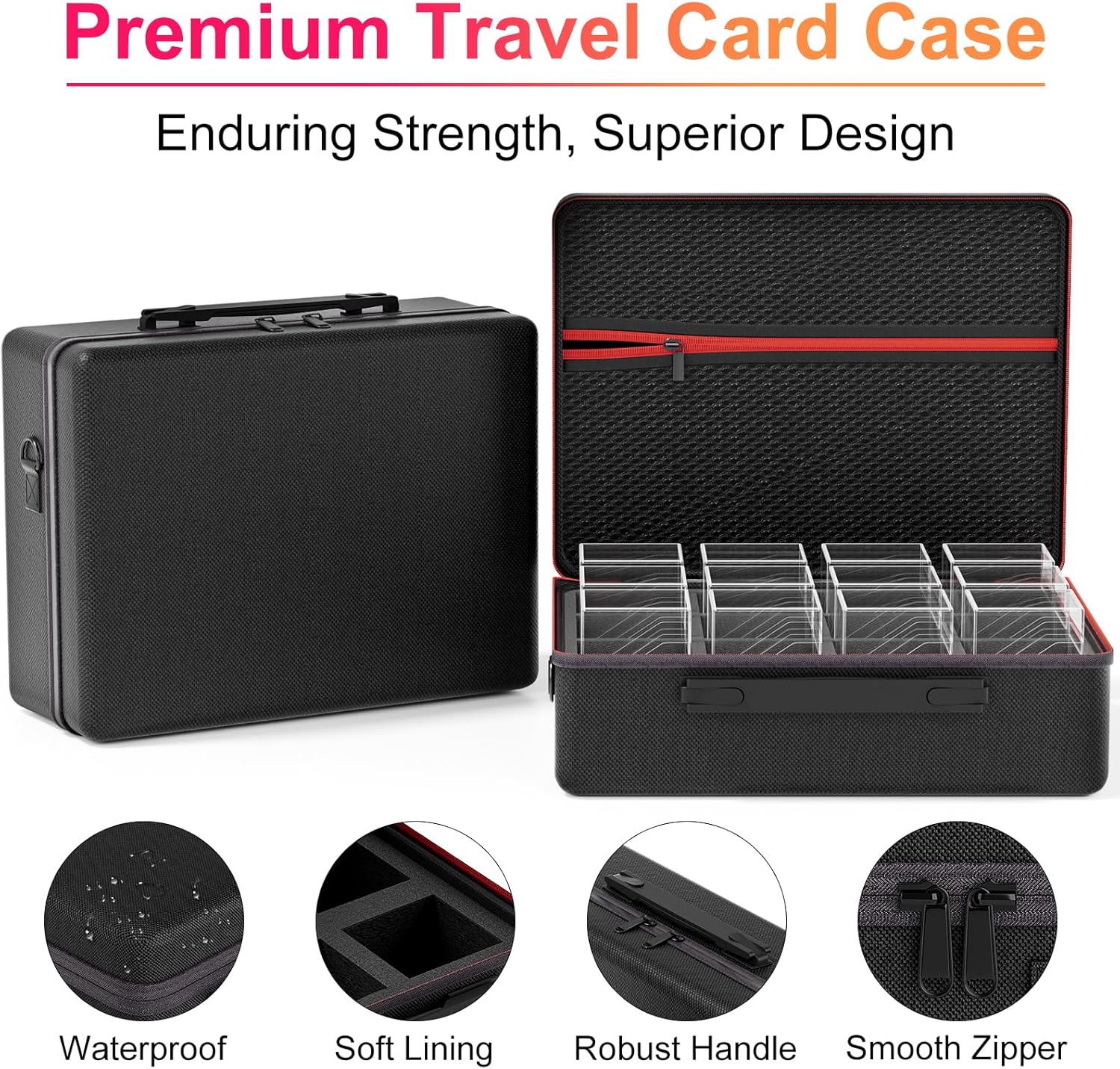 Proijeut Card Deck Box with Portable Case, 12 Pack Clear Commander Deck Box with 12 Dividers, Holds 1200+ Double Sleeved Cards, Fit for MTG, YuGiOh, TCG