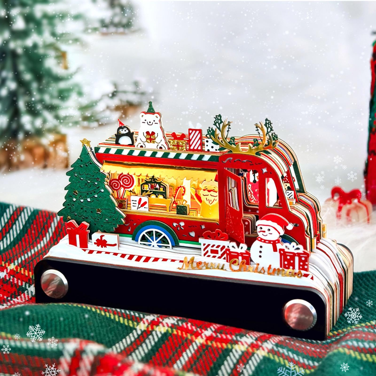 Tischkalender 2025 mit 3D Effekten, Dekoratives Kunstwerk für Die Schule, Weihnachts-foodtruck