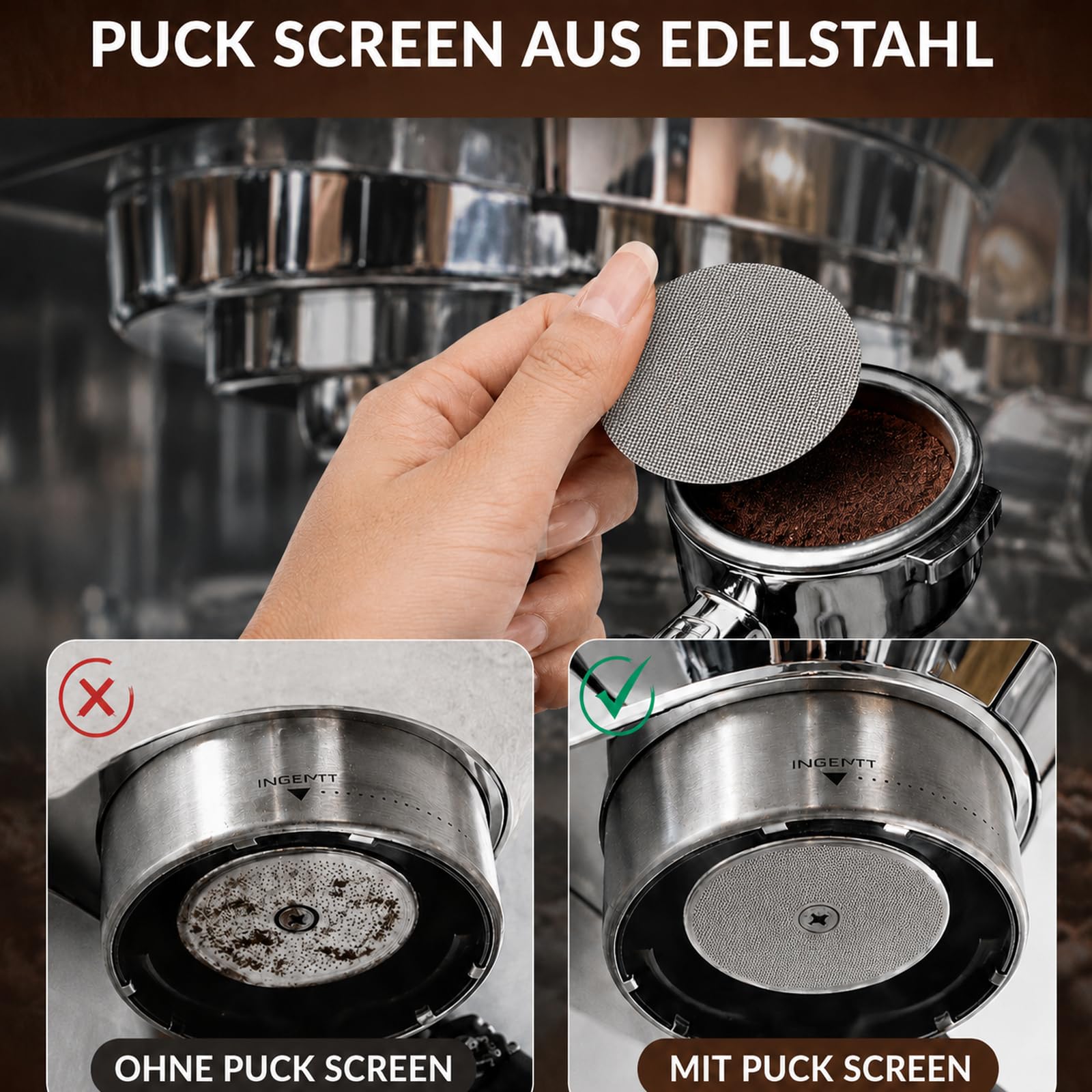 54 mm Espresso Zubehör Set 7-teilig – Barista Zubehör & Tamper Set mit Tamperstation aus Sapeleholz, Tamper, Kaffee Distributor, WDT Tool, Dosierring & Puck Screen für Sage/Breville Siebträger
