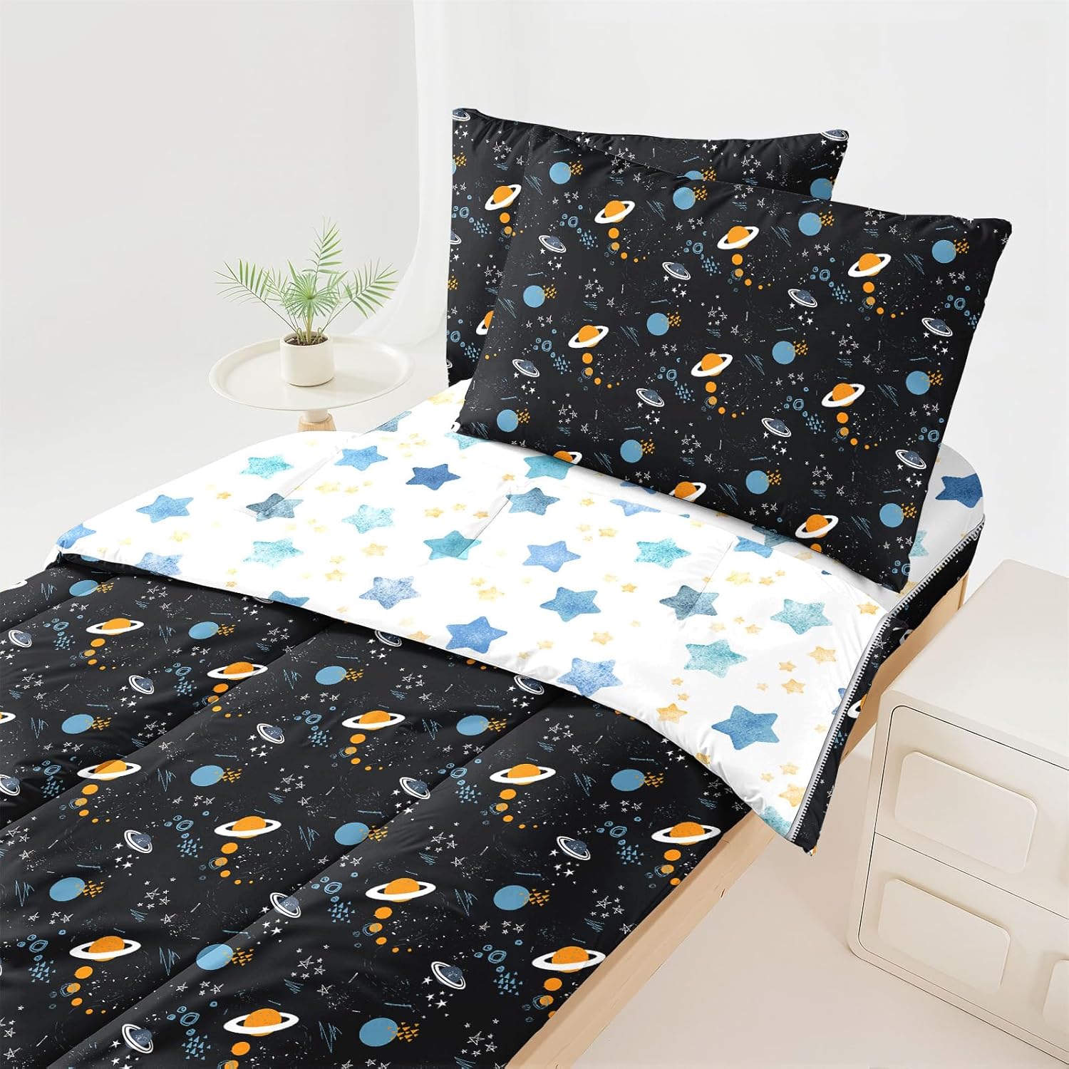 Galaxy Bedding Twin for Boys Space Comforter Boys Twin Comforter All in one Zipper Kids Bedding