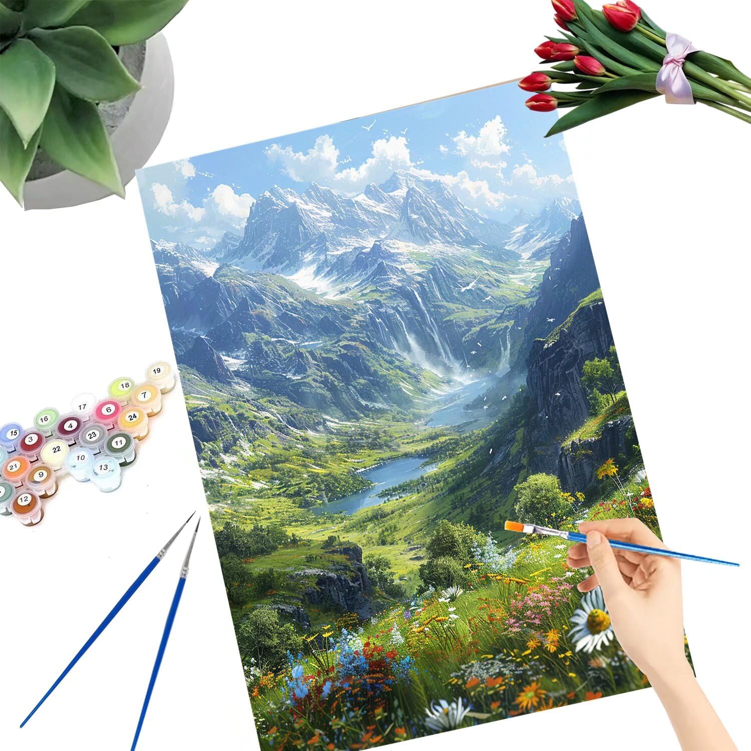 Pintar por Numeros Adultos pintar por numeros niños manualidades niños 10 años, DIY Pintar por Números de Pincel y Pintura acrílica Decoraciones para el Hogar Manualidades, sin Marco 60x80cm C-84