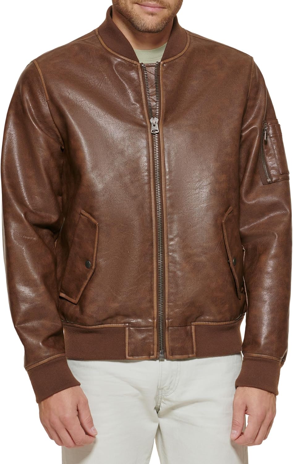 Levi's Men's Faux Leather Varsity Bomber Jacket