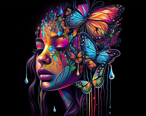 Pintura por números, pintura colorida por números para adultos, principiantes y niños con pinceles, pintura acrílica por números, kits de pintura