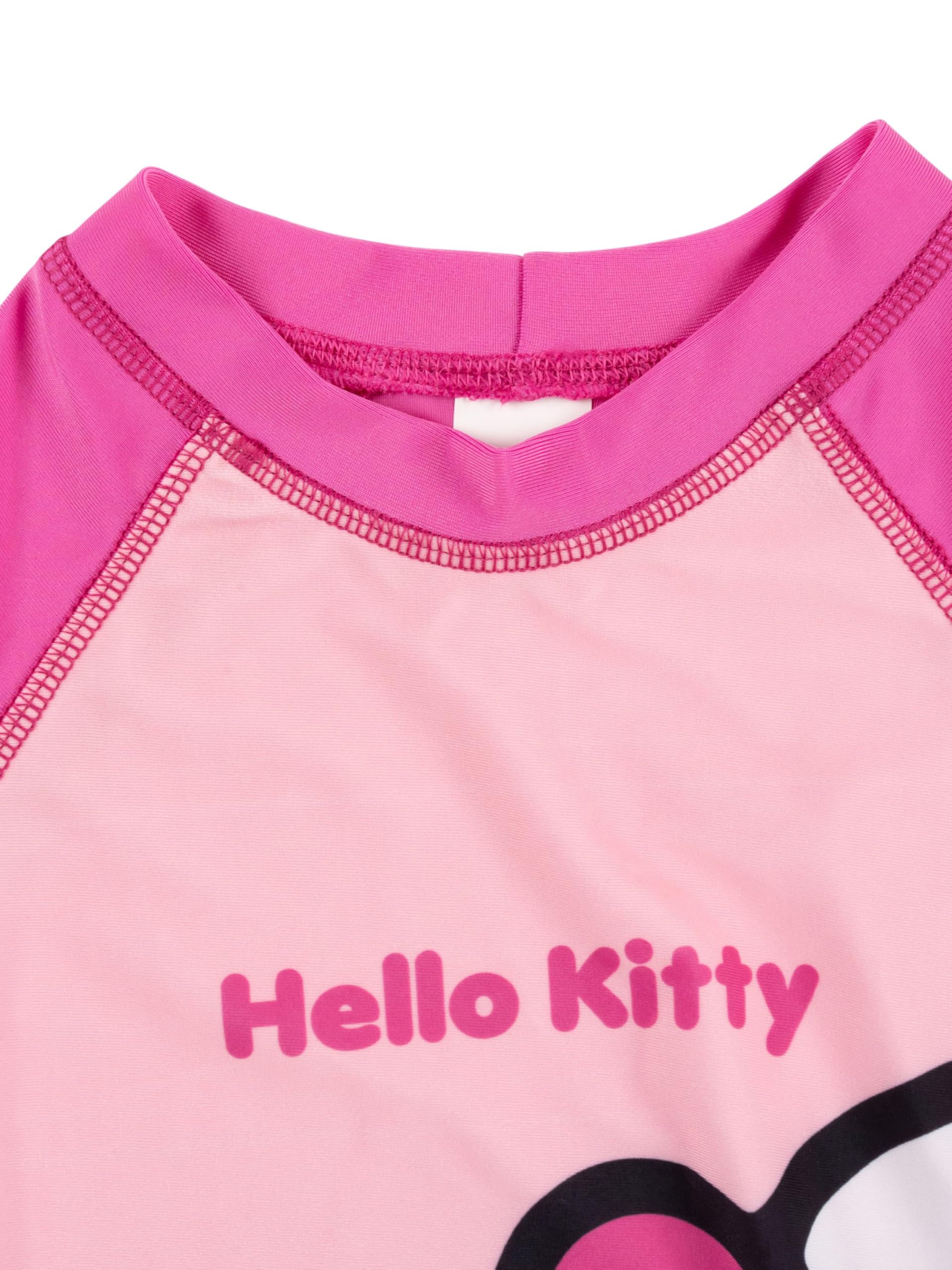 United Labels Hello Kitty dwuczęściowy kostium kąpielowy z ochroną UV 30, dla dziewcząt, różowy, moda kąpielowa dla dzieci, z koszulką i kąpielówkami, strój kąpielowy
