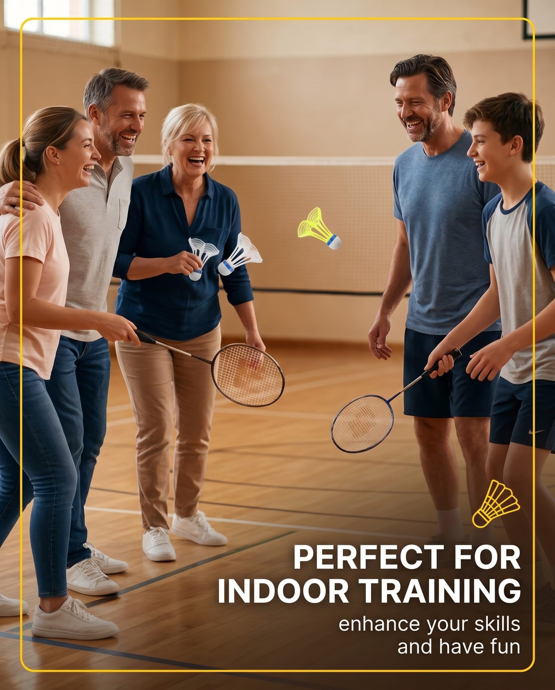 6 Volani da Badminton Winddicht Giallo Bianco Nylon Lunga Durata per Allenamento e Svago all'Aperto e al Chiuso Parco Spiaggia
