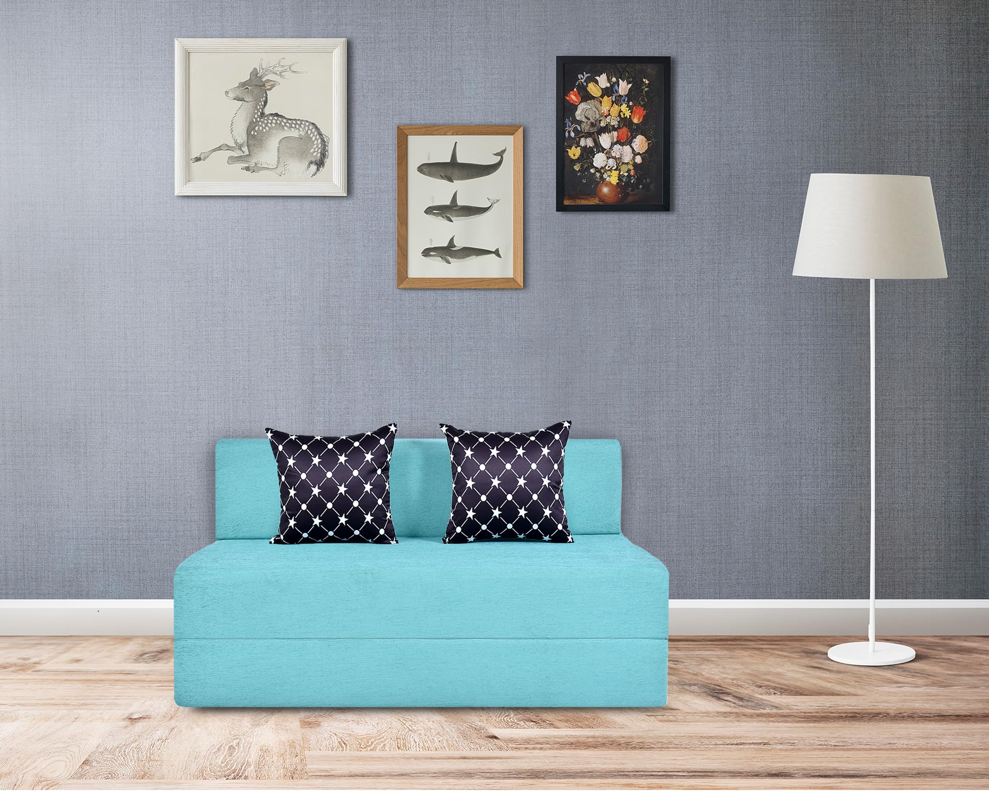 Foldable One Seater Sofa Bed 4X6 Ft Jute Fabric Washable Cover Convertible Sofa Bed for Home & Office, Guest Room (Finish Color Sky Blue - Pre-Assembled)-image-42