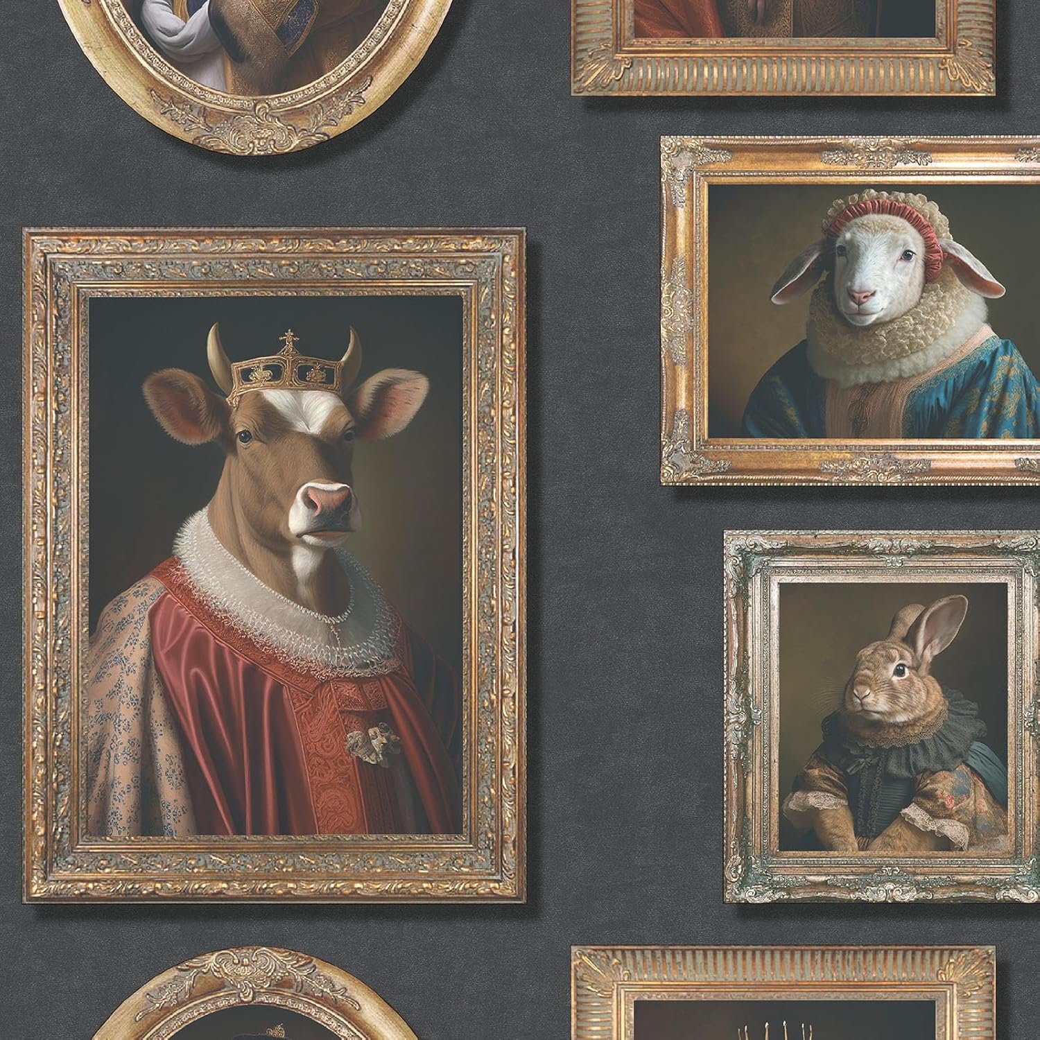 Regal Animals Quirky Animal Prints in Picture Frames Themed Modern Wallpaper Muriva 102575