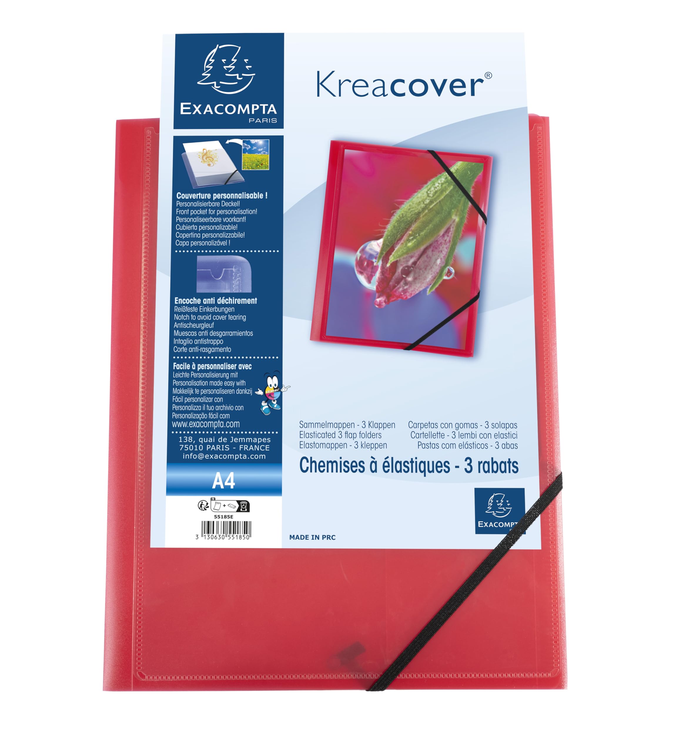 Exacompta, Ref 55185E, Box of 25 Kreacover Elastic folders, 3 Flap Pockets, Translucent Polypropylene - Image 4