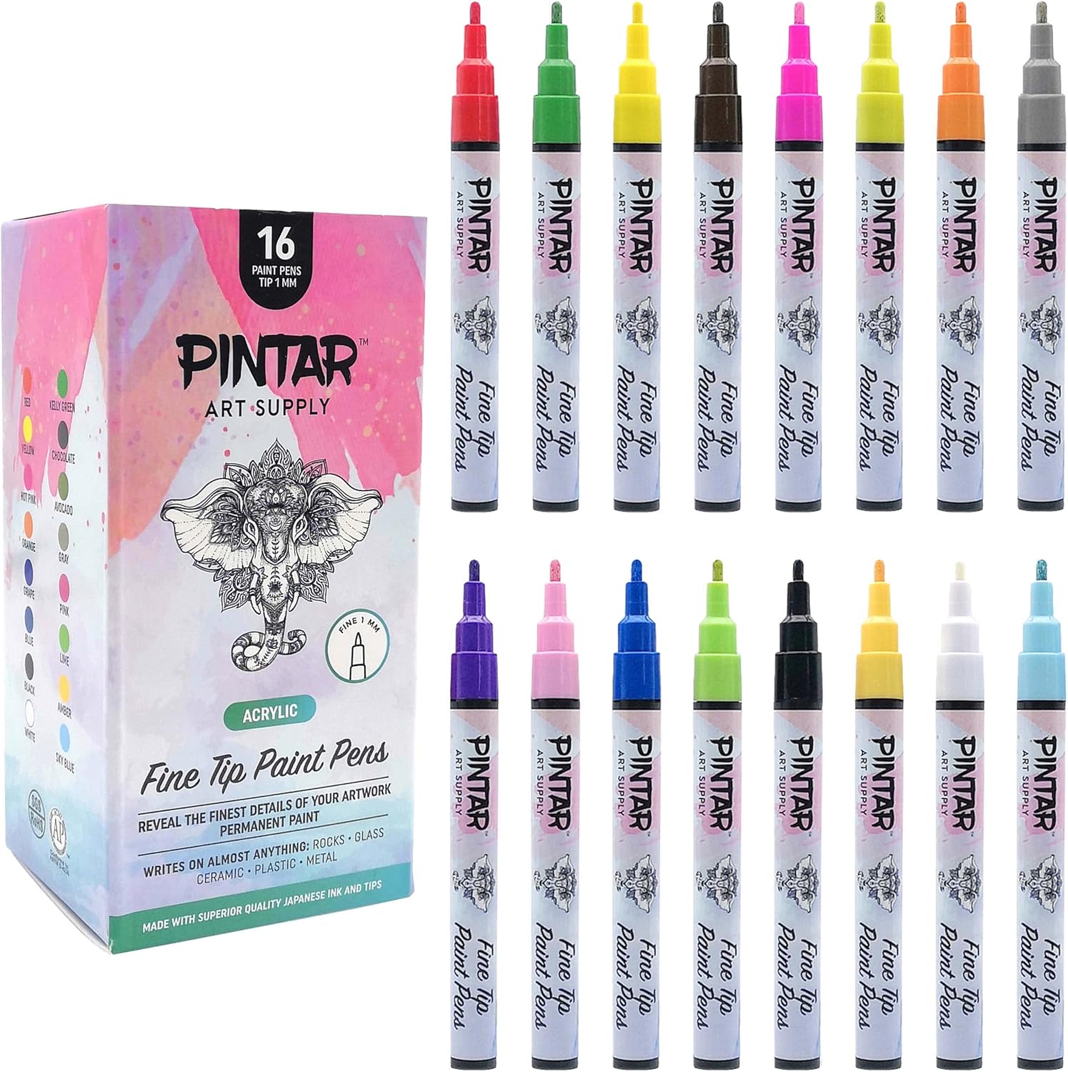 PINTAR Acrylic Paint Pen Set Fine Tip Paint Pens for Canvas
