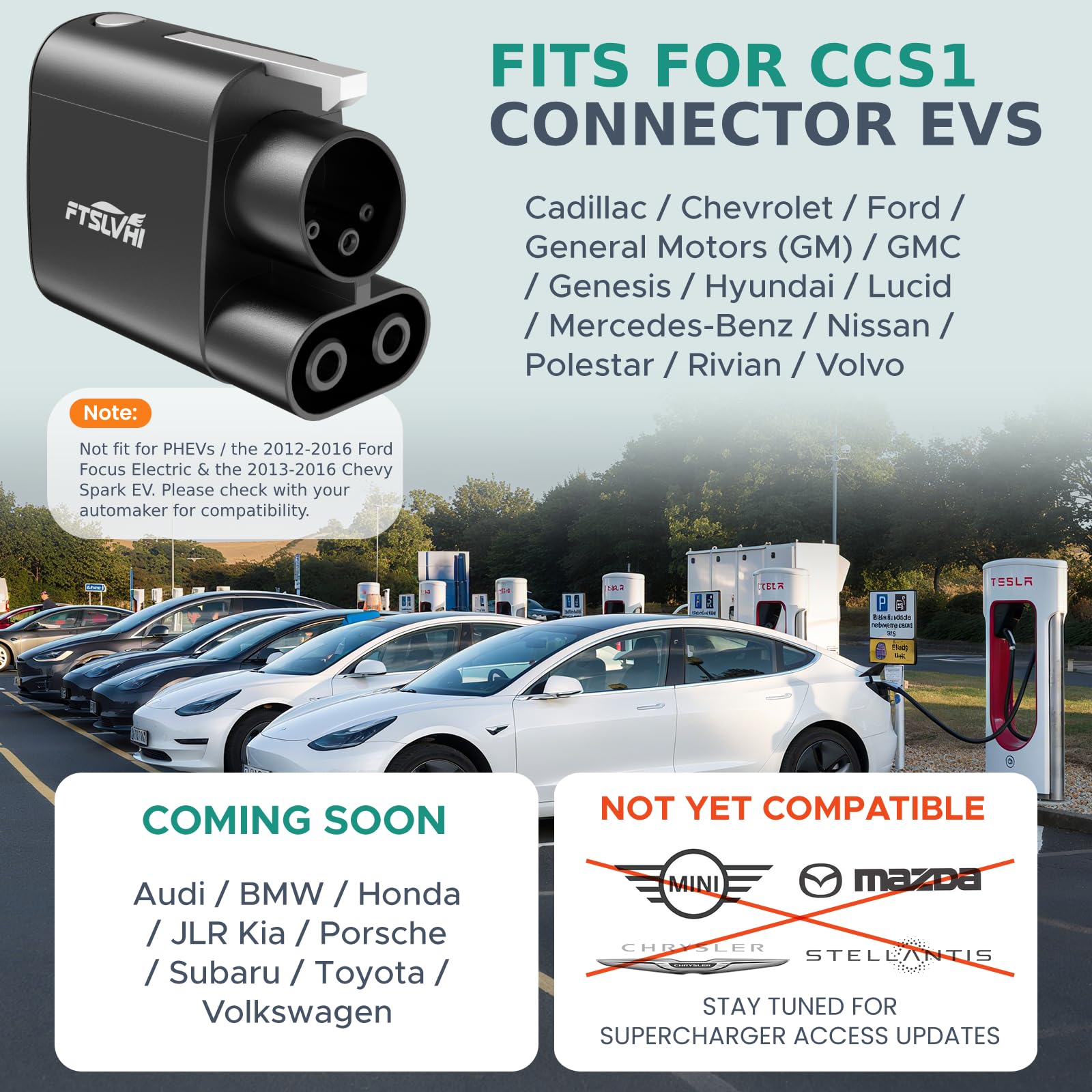 Condition photo showing As Is for nacs to ccs fast charging adapter for tesla supercharger, tesla to ccs1 ev charger adapter, dc 500a 1000v, compatible with ford, gm, nissan, rivian evs