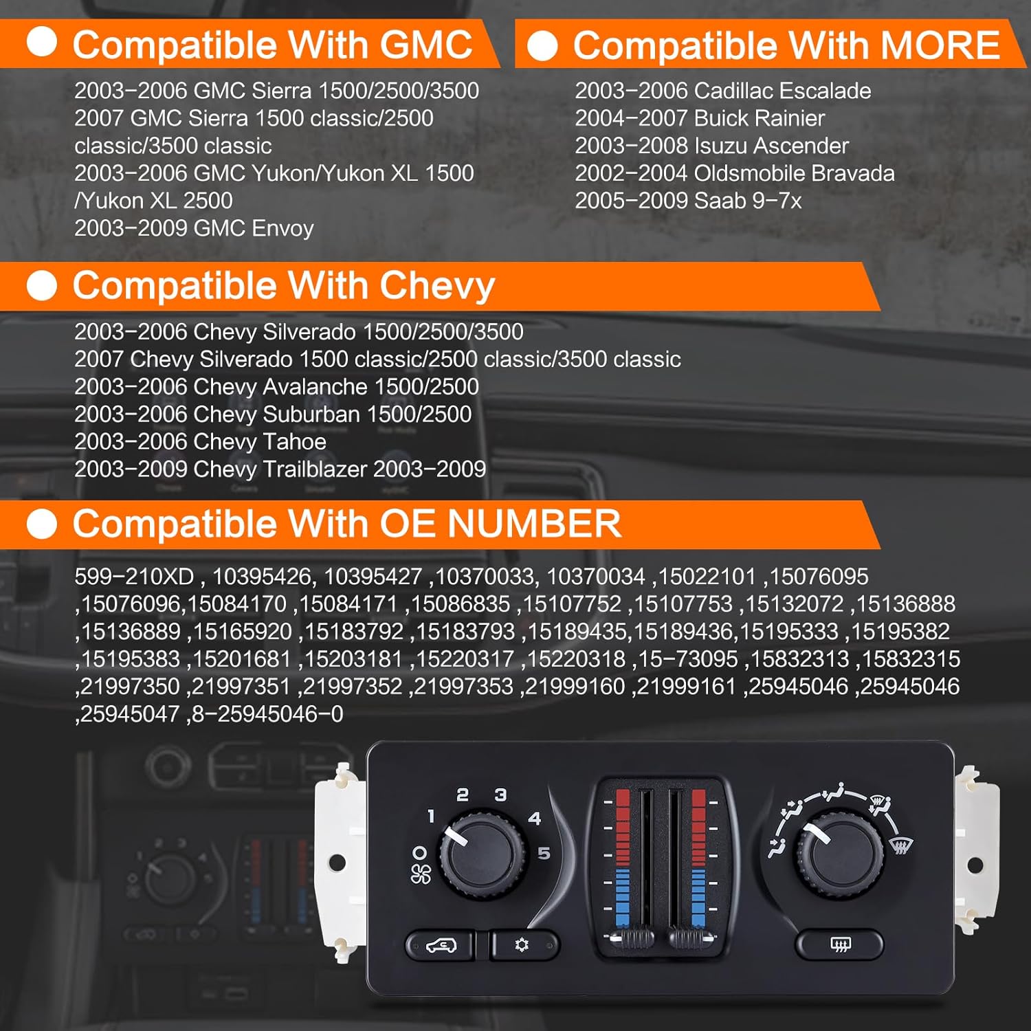 Rupse 599-210XD Climate Control Module Heater Panel, Compatible with 2003-2007 for Chevrolet,GMC Replaces 10370034 10370033 10395426
