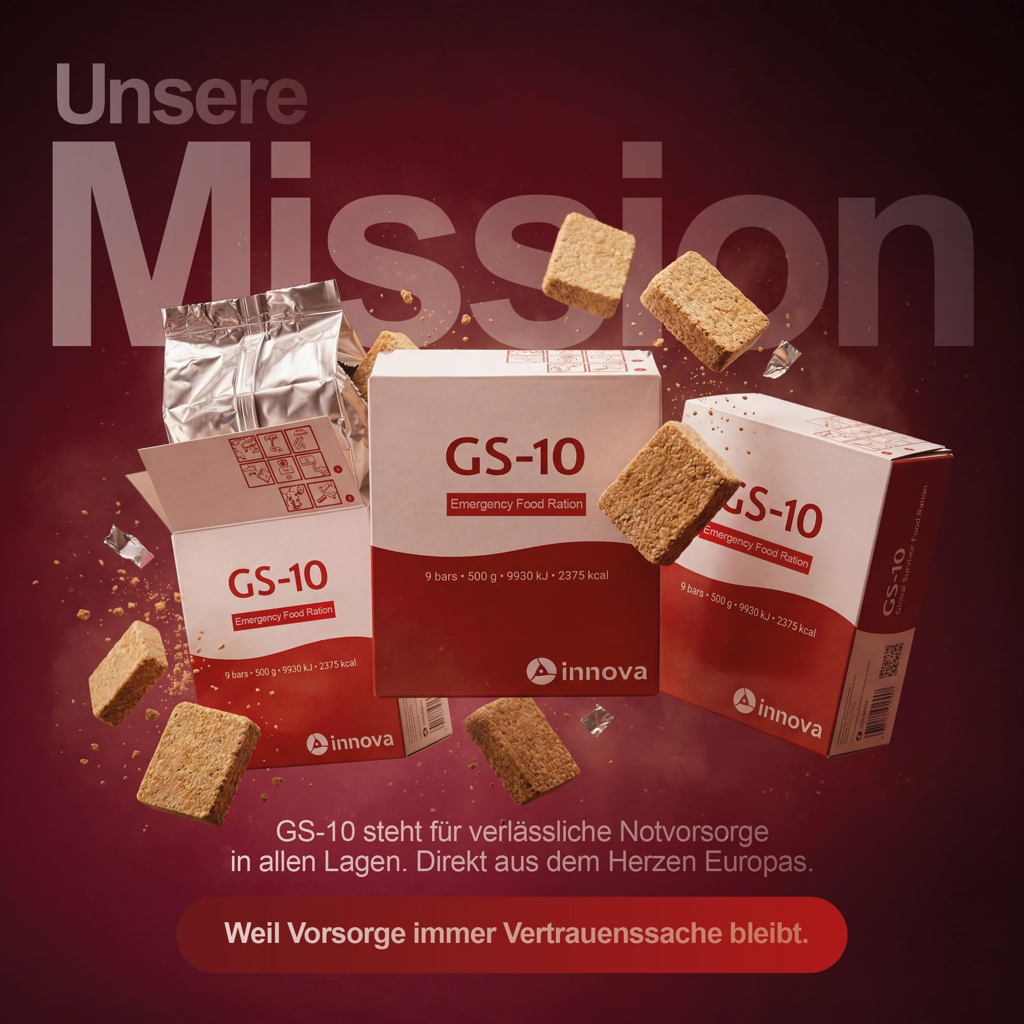 GS-10 | Exclusives Emergency Food [24 x 500 Gramm] Langzeitnahrung - Notfallnahrung mit extrem langer Haltbarkeit | Food Packs | LIFE SAVING FOODS