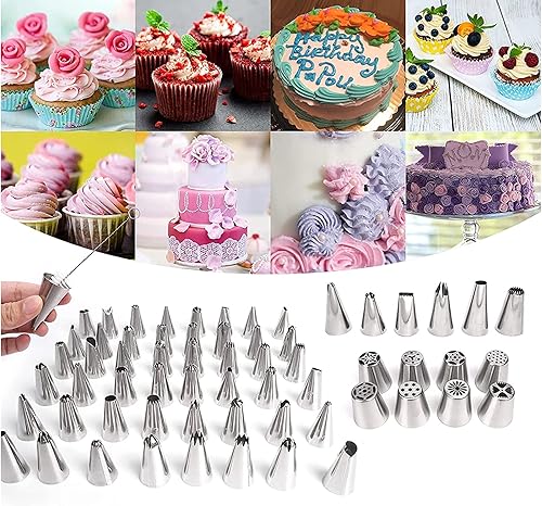 Miniatura 3 de Kit de decoración de pasteles 356 piezas de suministros para hornear con caja de almacenamiento de plástico transparente de tres capas de 12