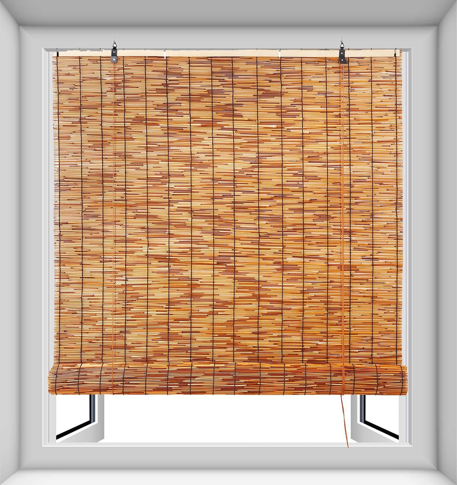 Indoor Roller Shade, Bamboo Cordless Roll up Shade for Window 20'' 24'' 26'' 28'' 34'' 36'' 38'' 48'' W 60" 72" 84" H Bamboo Light Filtering Window