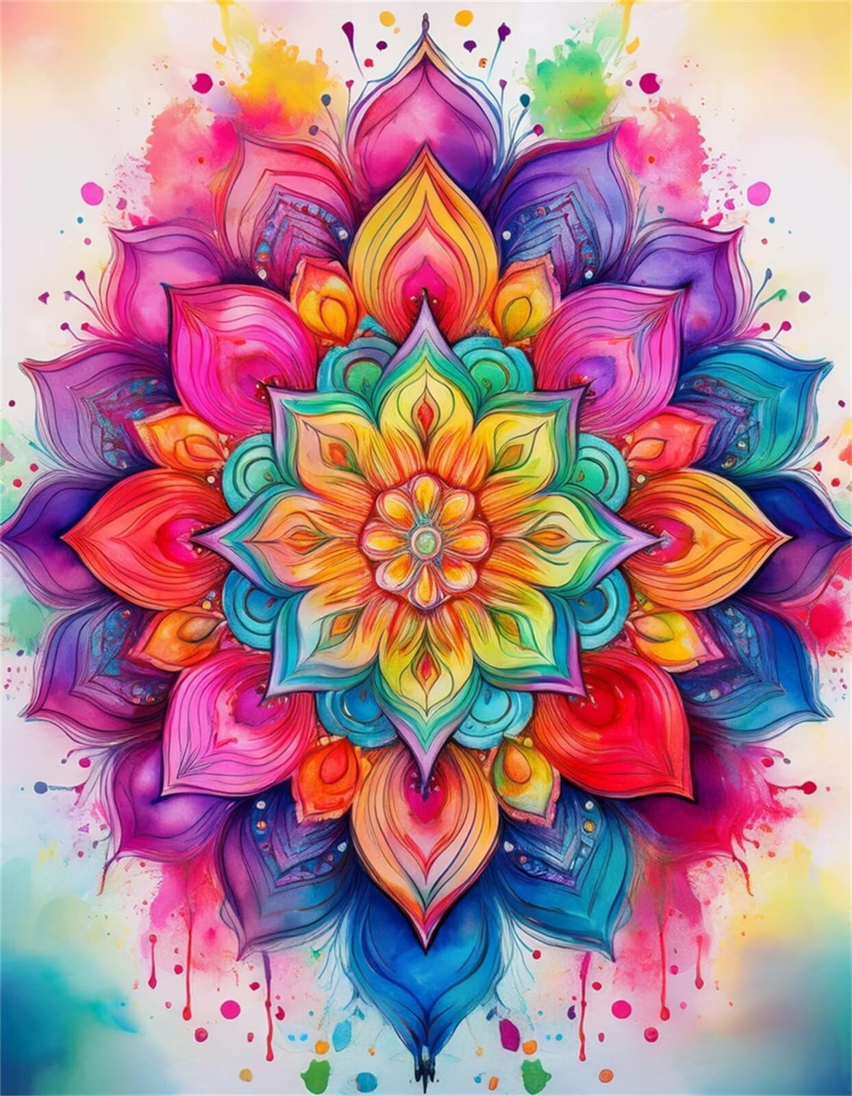 Puzzle 1200 Pezzi Acquerello Mandala Puzzle per Adulti, Difficile e Sfidante con Poster Idea Regalo per Appassionati Puzzle Classici