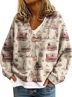 BIVENANT Womens Cardigan Sweaters Plus Size Lightweight Aztec Print V Neck Sweater Button Cropped Fall Cardigans Trendy