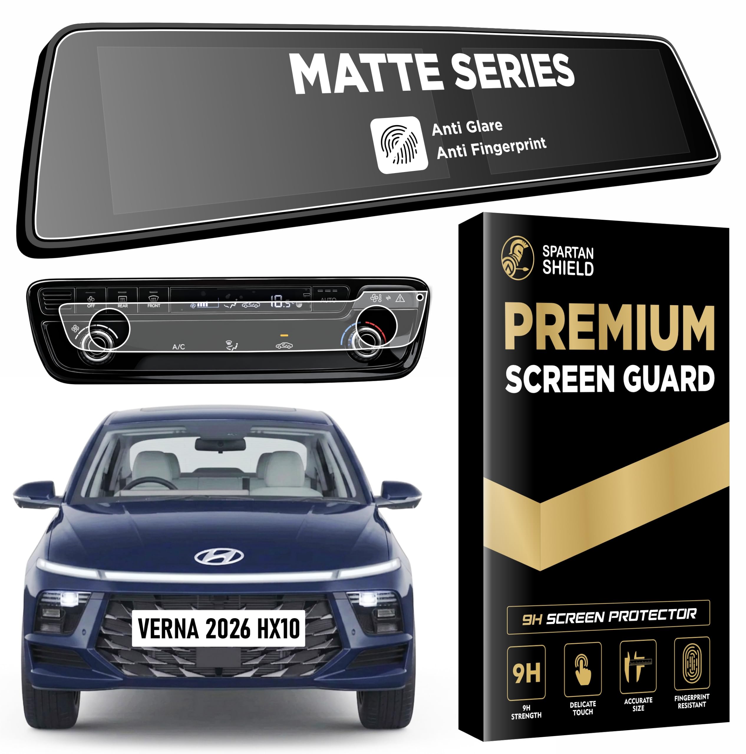 Spartan Shield MATTE Screen Protector For Hyundai Verna 2026 Facelift || Fits Top-End HX10 Model || 10.25 Inch Dual-Screen Infotainment & Instrument Cluster Protector || Anti Scratch | Water Repellant | HD Clarity | High Touch Sensitivity | Bubble Free Installation || New VERNA 2026+ Car Stereo Film || Android TouchScreen Accessories [Not Tempered Glass]-image-30
