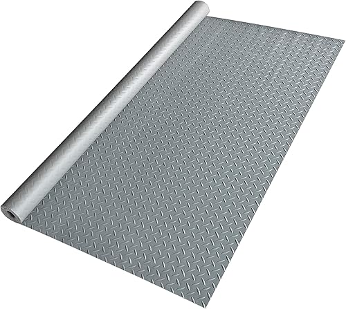 Yescom Tapete de piso de garaje, rollo de diamante para automóvil, protección de remolque, PVC gris, 9 x 4 pies, cubierta de bricolaje para debajo