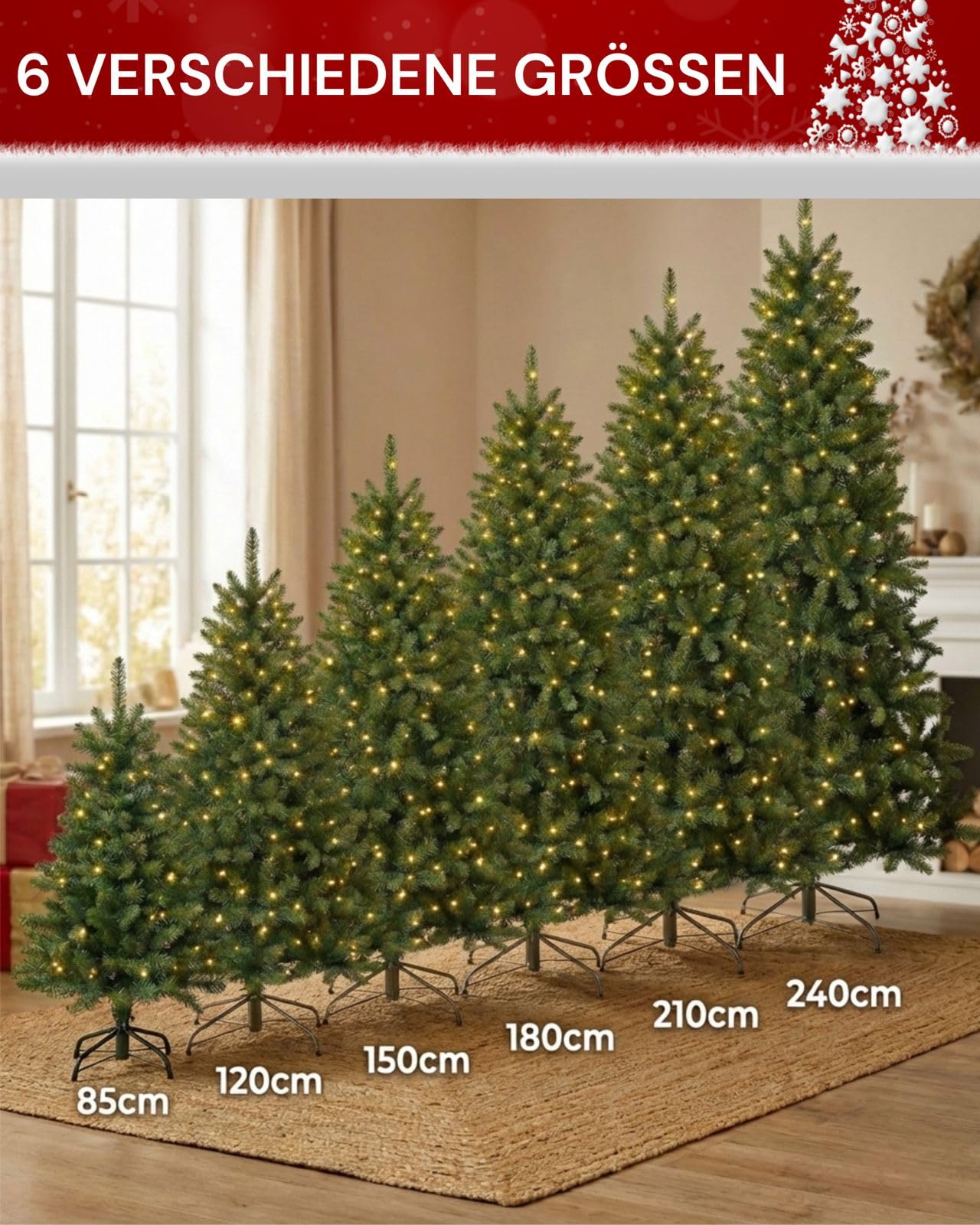 XENOTEC Weihnachtsbaum 85cm - Künstlicher Weihnachtsbaum mit Beleuchtung - Tannenbaum Künstlich/Weihnachtsbaum Künstlich - Christmas Tree/Christbaum