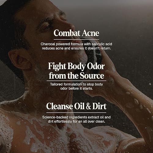 Miniatura 3 de Black Wolf Salicylic Acid Body Wash for Men, 1 Liter - Men's Acne Body Wash - Charcoal Helps Reduce Acne Breakouts & Cleanse Your Skin - Full