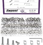 Swpeet 201Pcs M5 Nickel Plated T Nuts Screw with Hex Wrench Assortment Kit, M5×12/16/20 Button Head Hex Socket Head Cap Bolts, T Slot Nut Hammer Head Fastener for 2020 Series Aluminum Profile Groove