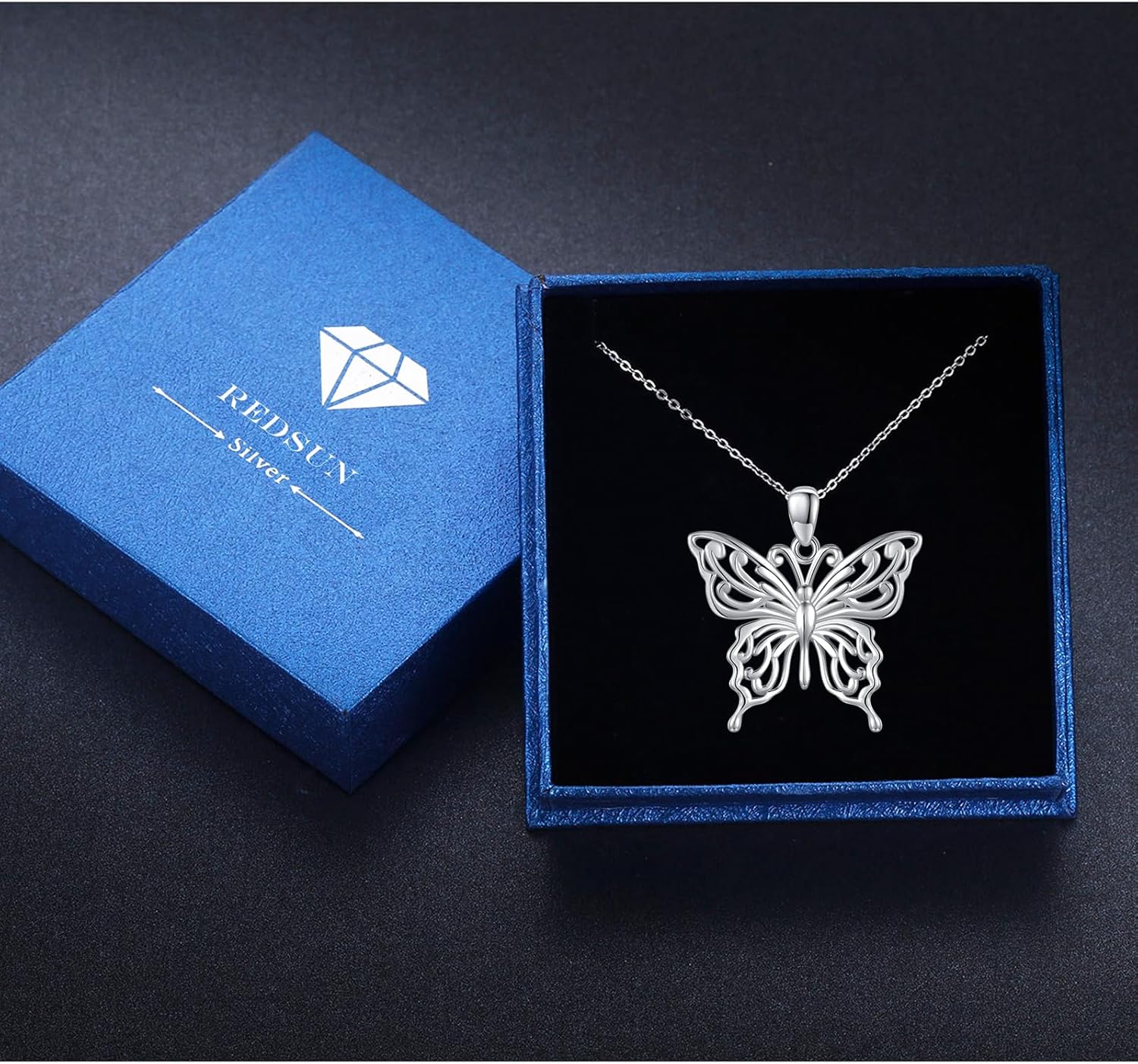 CUOKA MIRACLE Opal Butterfly Necklace for Women 925 Sterling Silver Dainty Cute Butterfly Charm Jewelry Delicate Pendant Butterfly Necklace Birthday Christmas Gift for Wife Girlfriend Mom Teen - Image 7