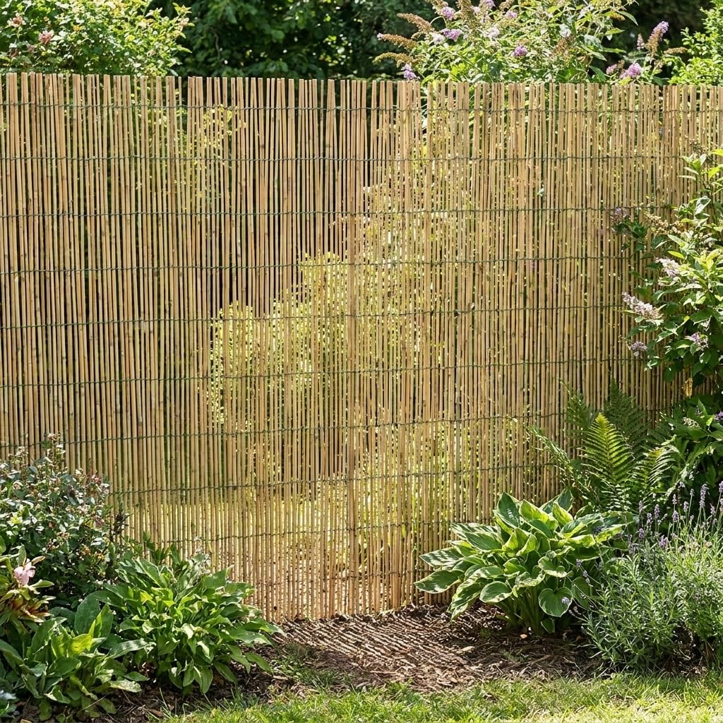 MAKA Arella in Bambù Naturale Frangivista per Esterno 4 mm, Canniccio Ombreggiante per Giardino Terrazzo Balcone, Stuoia in Canna Bambù per Recinzione Decorativa e Privacy (1x3 metri)