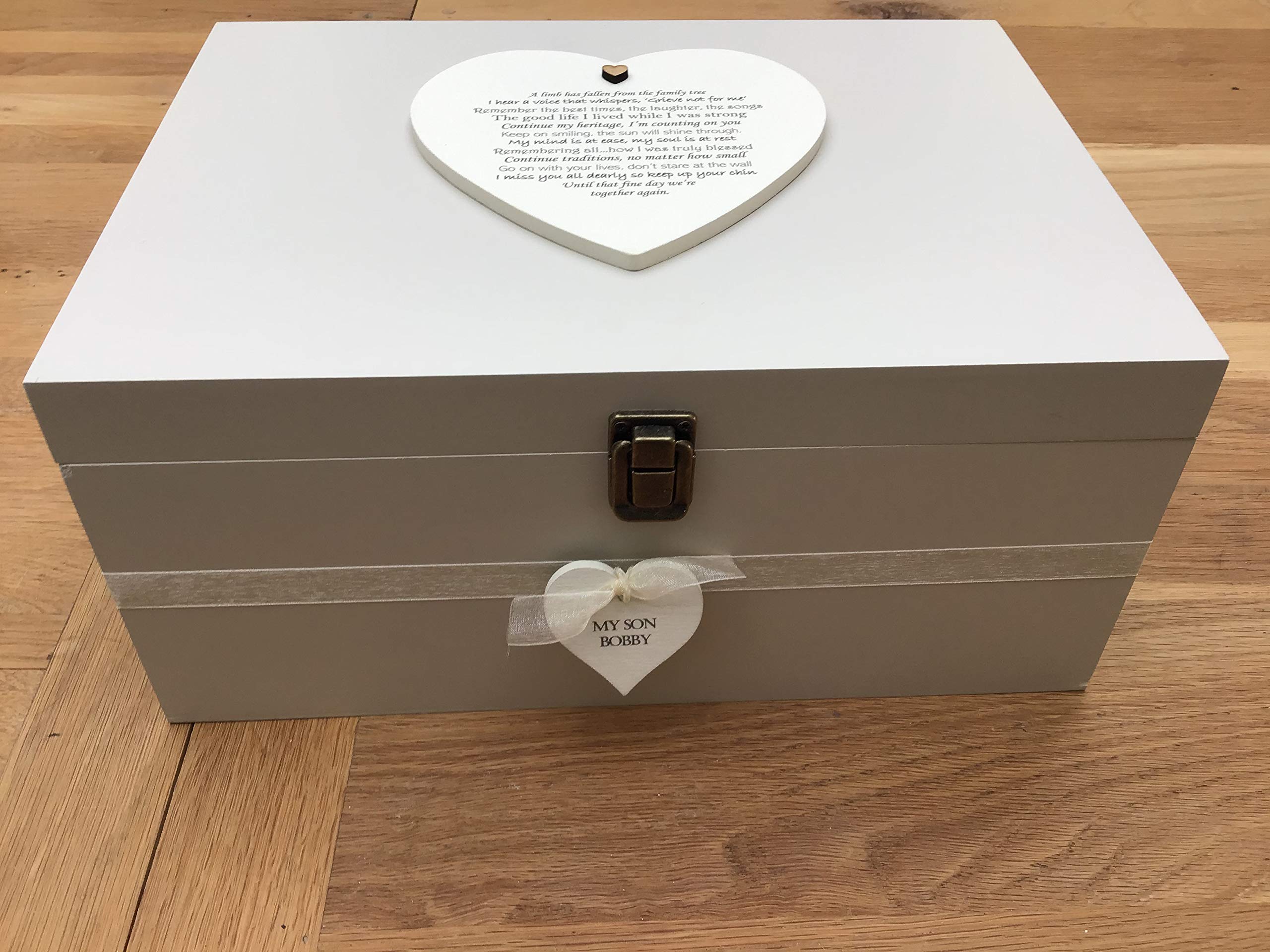 Caja de memoria para hijo con diseño de duelo personalizable para recuerdo de hijo y recuerdo de texto
