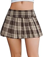 Avidlove Women's Mini Plaid Pleated Skirt - Sexy Schoolgirl Lingerie for Halloween, Cosplay, Roleplay XS-XXL