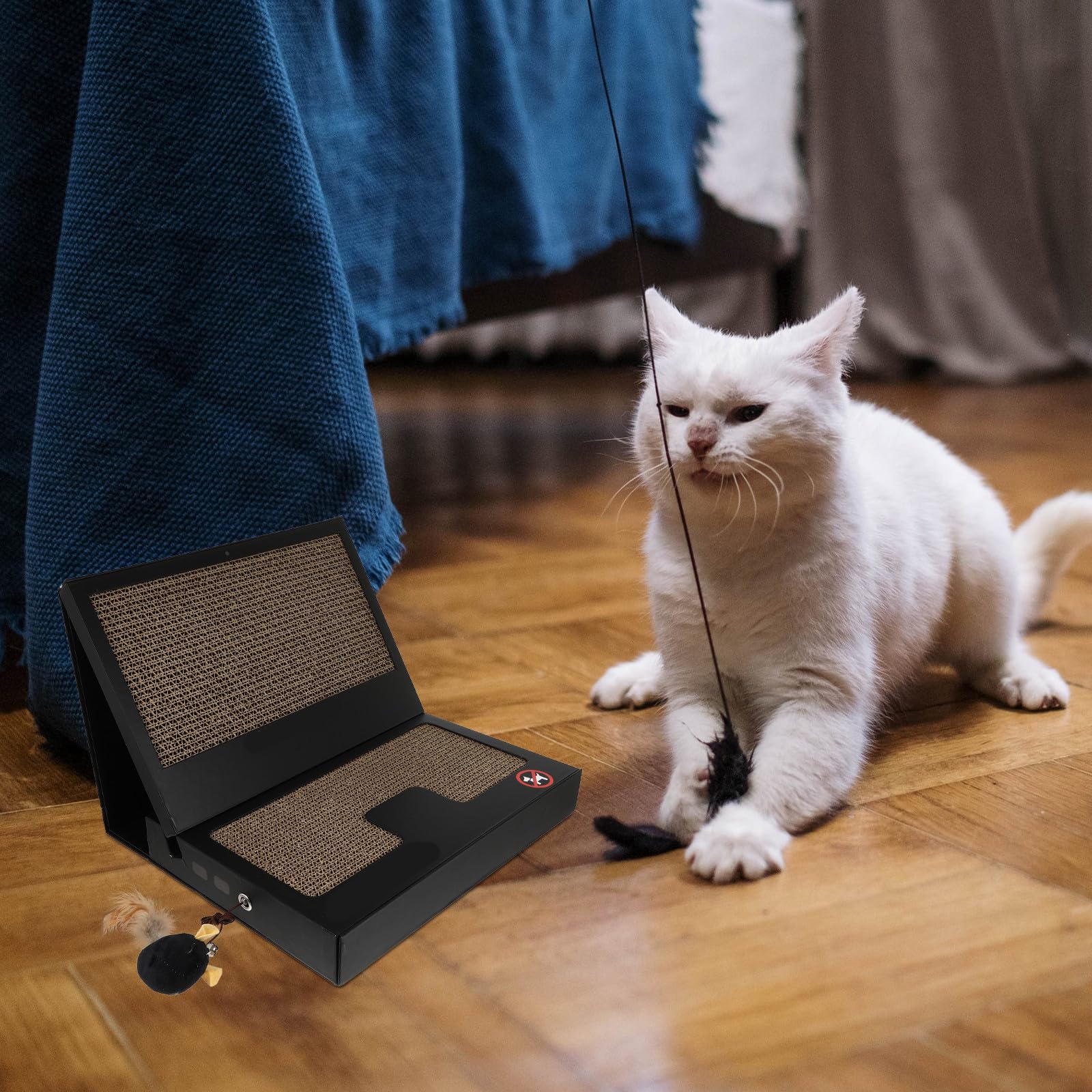 Katzenkratzbrett für Katzen, 1 Set, kreatives Kratzspielzeug in Laptopform, mit Beißring, tragbar, für Zuhause