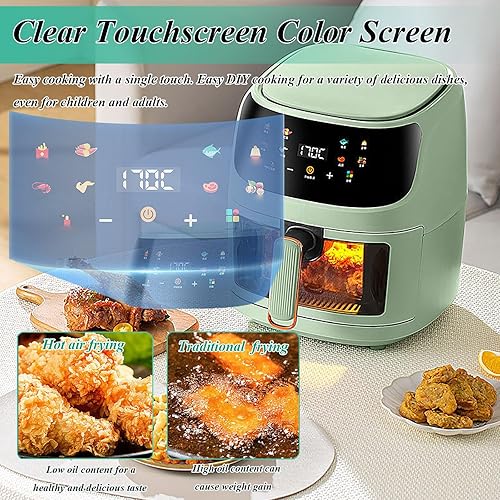 Miniatura 8 de Freidora de aire, freidora de aire compacta inteligente de capacidad de 8 litros, freidora de aire visible de múltiples engranajes, tecnología de