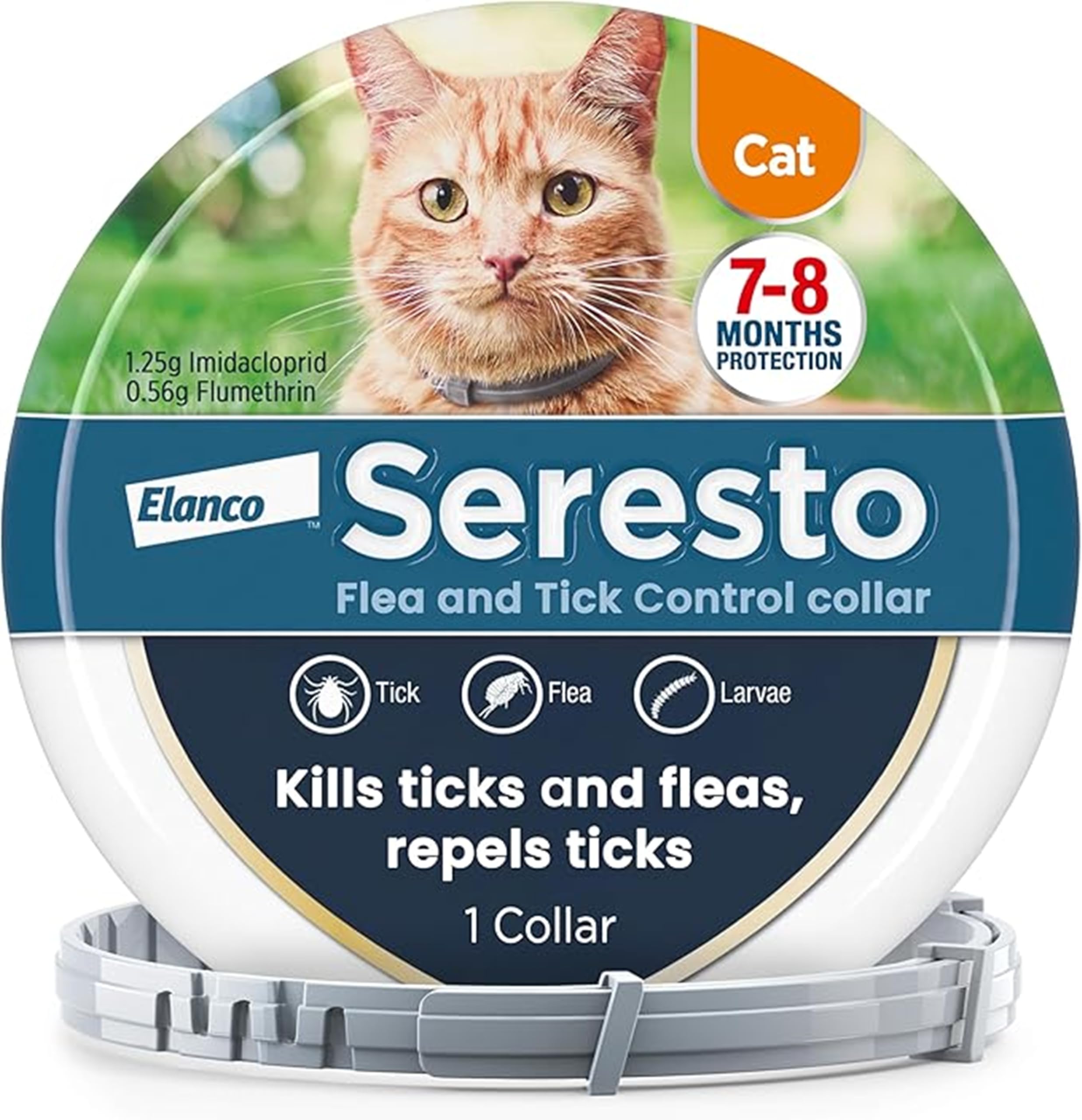 Seresto Flea and Tick Control Collar For Cats (1 Collar), Long-Lasting & Simple Treatment For Cats, 7-8 Months Of Protection, Keeps Pets Protected From Fleas & Ticks