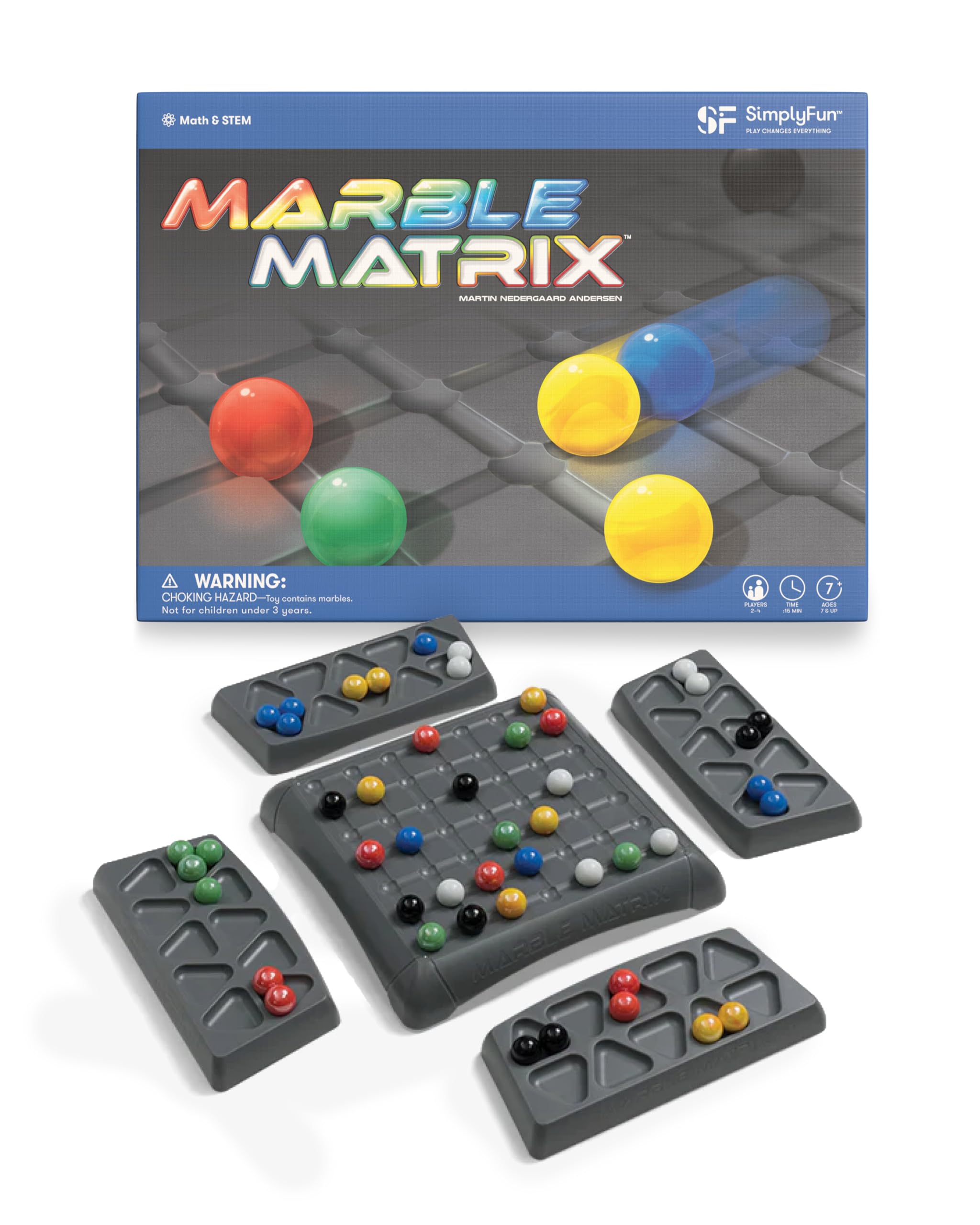 SimplyFun Marble Matrix - Educational Game to Practice Spatial Reasoning and Fine Motor Skills - Engaging Strategy Game for Kids Ages 7 & Up - 2 to 4 Players