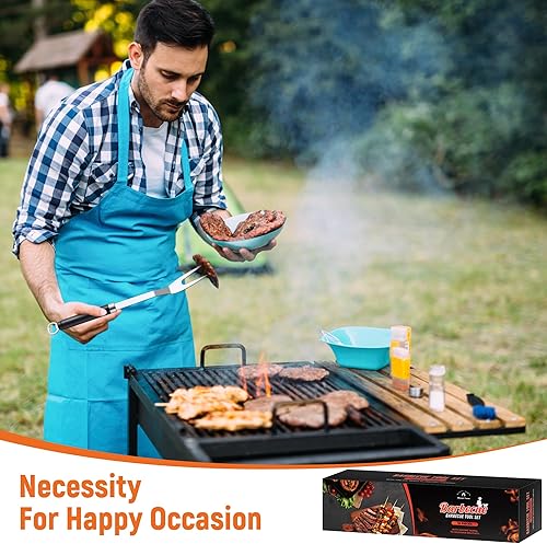 Miniatura 8 de Juego de herramientas de parrilla de acero inoxidable para parrilla, accesorios profesionales de barbacoa para hombres y mujeres, herramientas