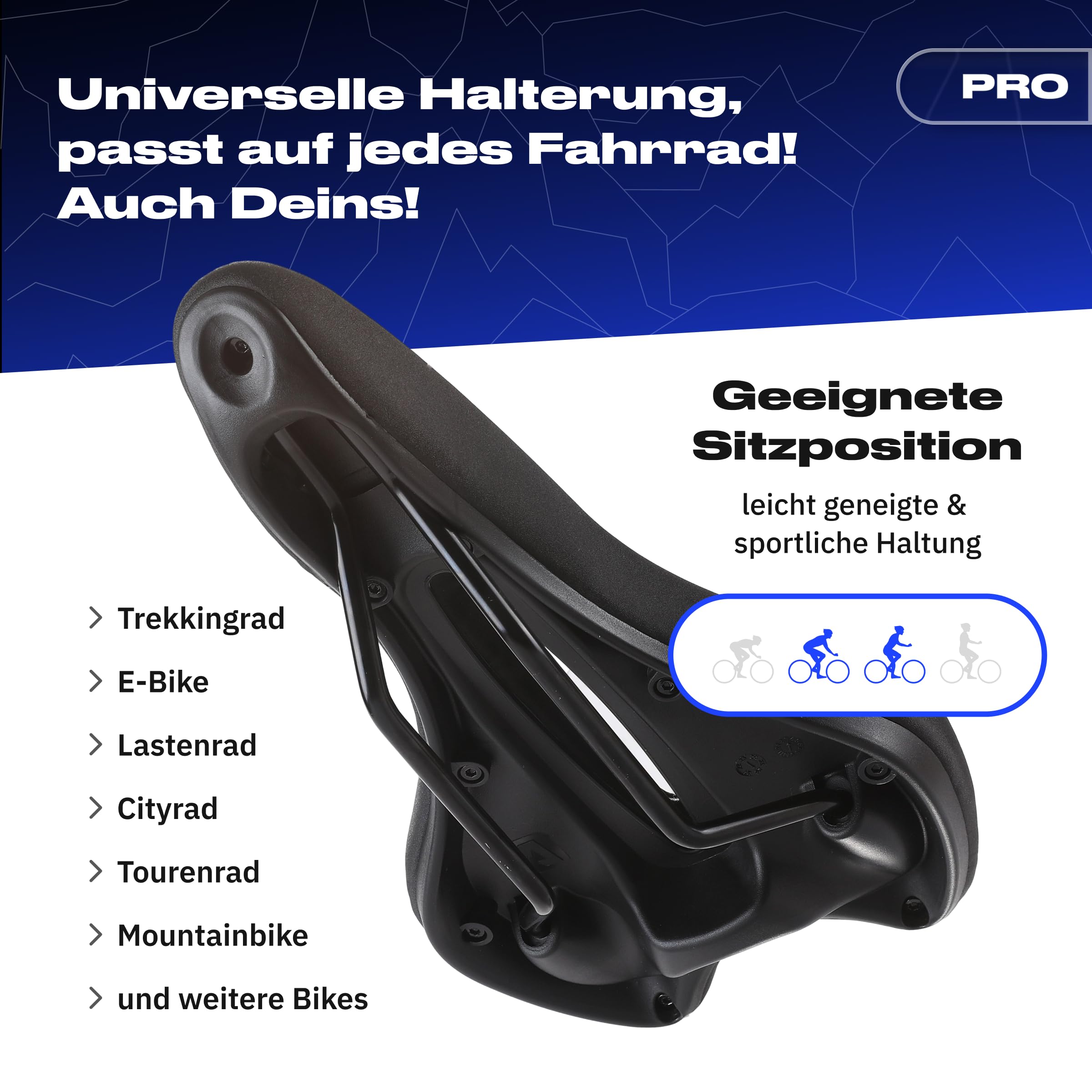 ALPENSATTEL® Ergonomischer Fahrradsattel [3D Memory Foam] - Fahrrad Sattel für Damen & Herren - Atmungsaktives Material für ideale Druckverteilung - Universelle Sattelhaltung für jedes Rad - 3