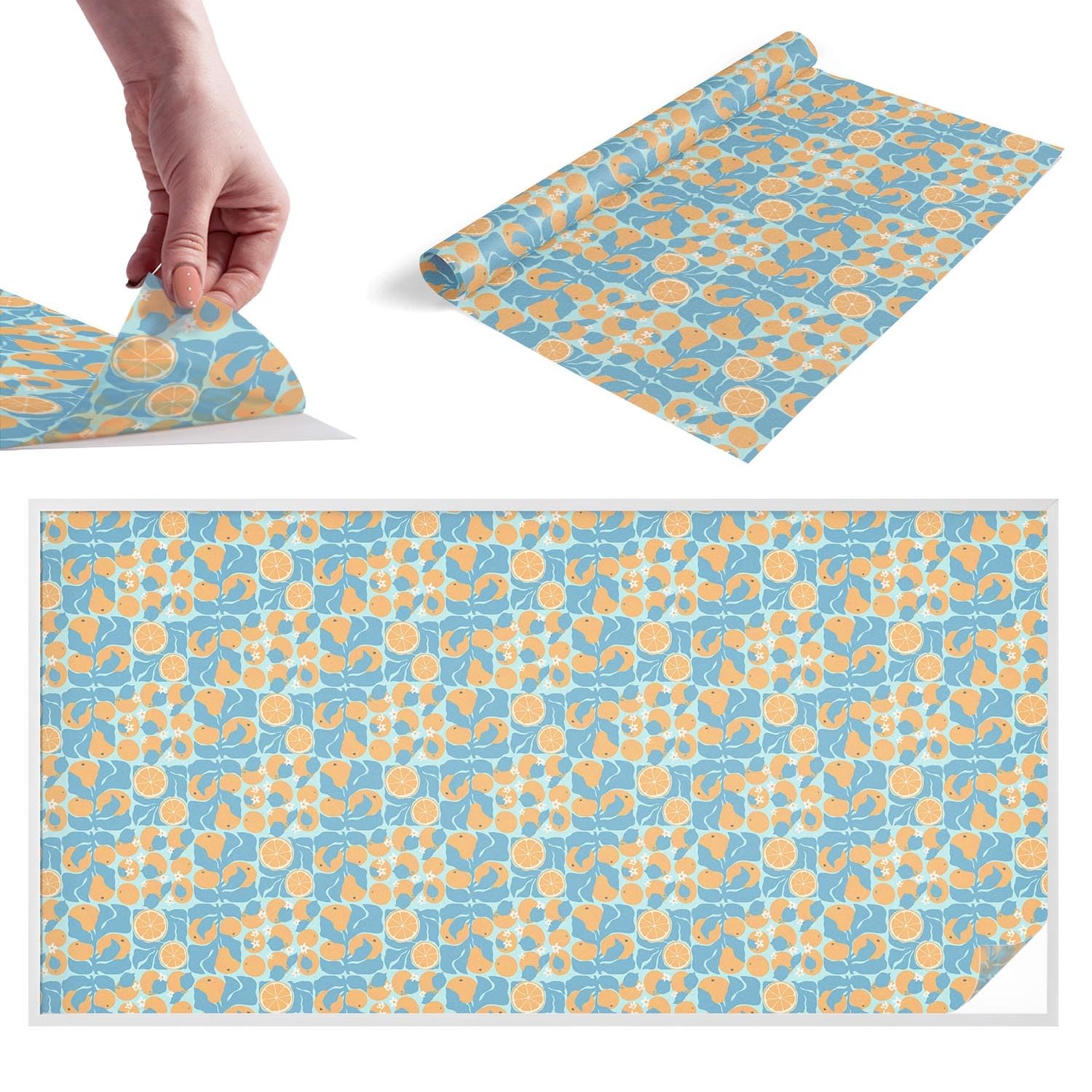 Film pour vitre intimité 200x100 cm en PVC motif vitrail agrumes pour fenêtre