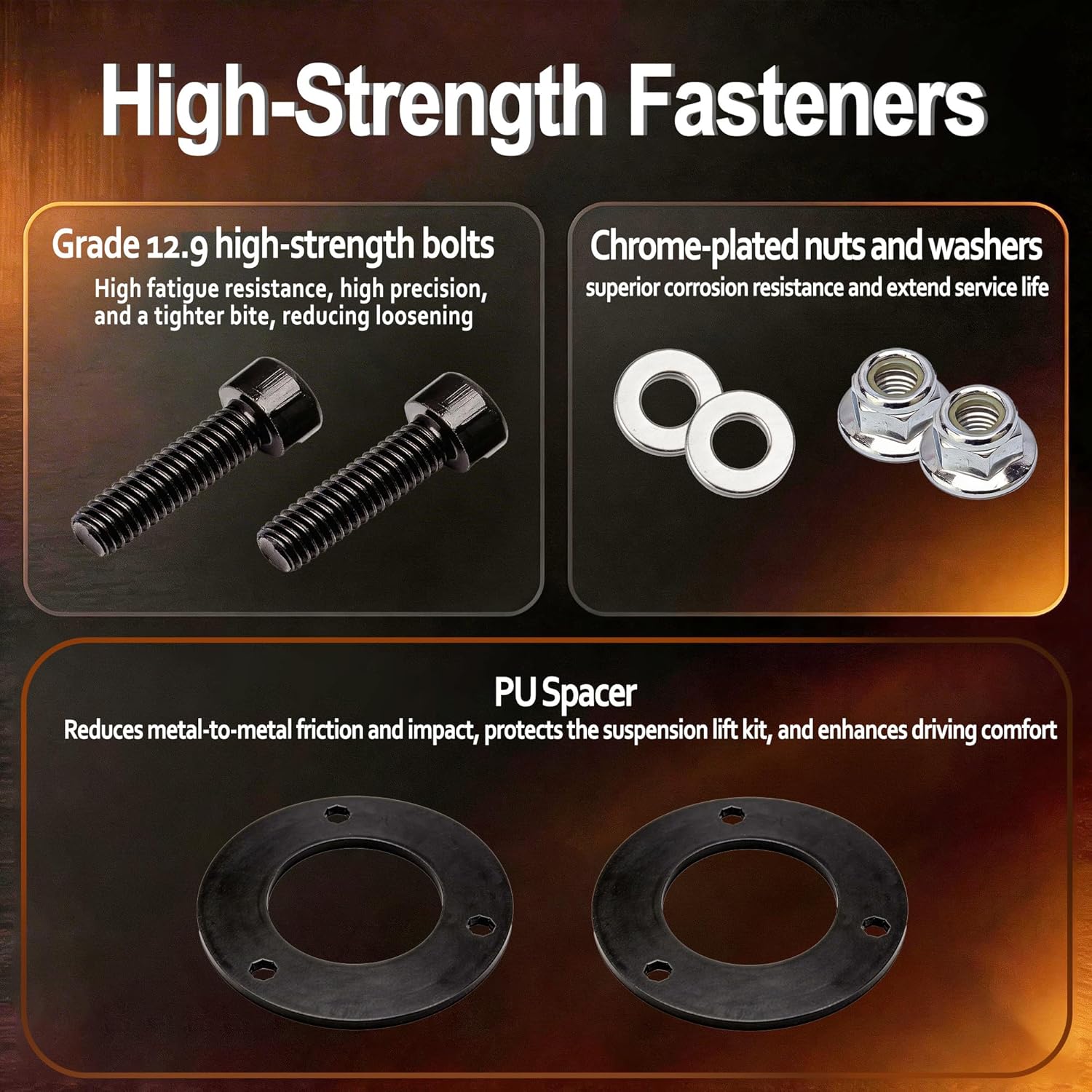 Leveling Lift Kit 3" Front for 2009-2025 Ram 1500 4WD, Front Coil Spring Strut Spacers,with Sound Isolator Effectively Reduces Wear and Vibration During Driving.