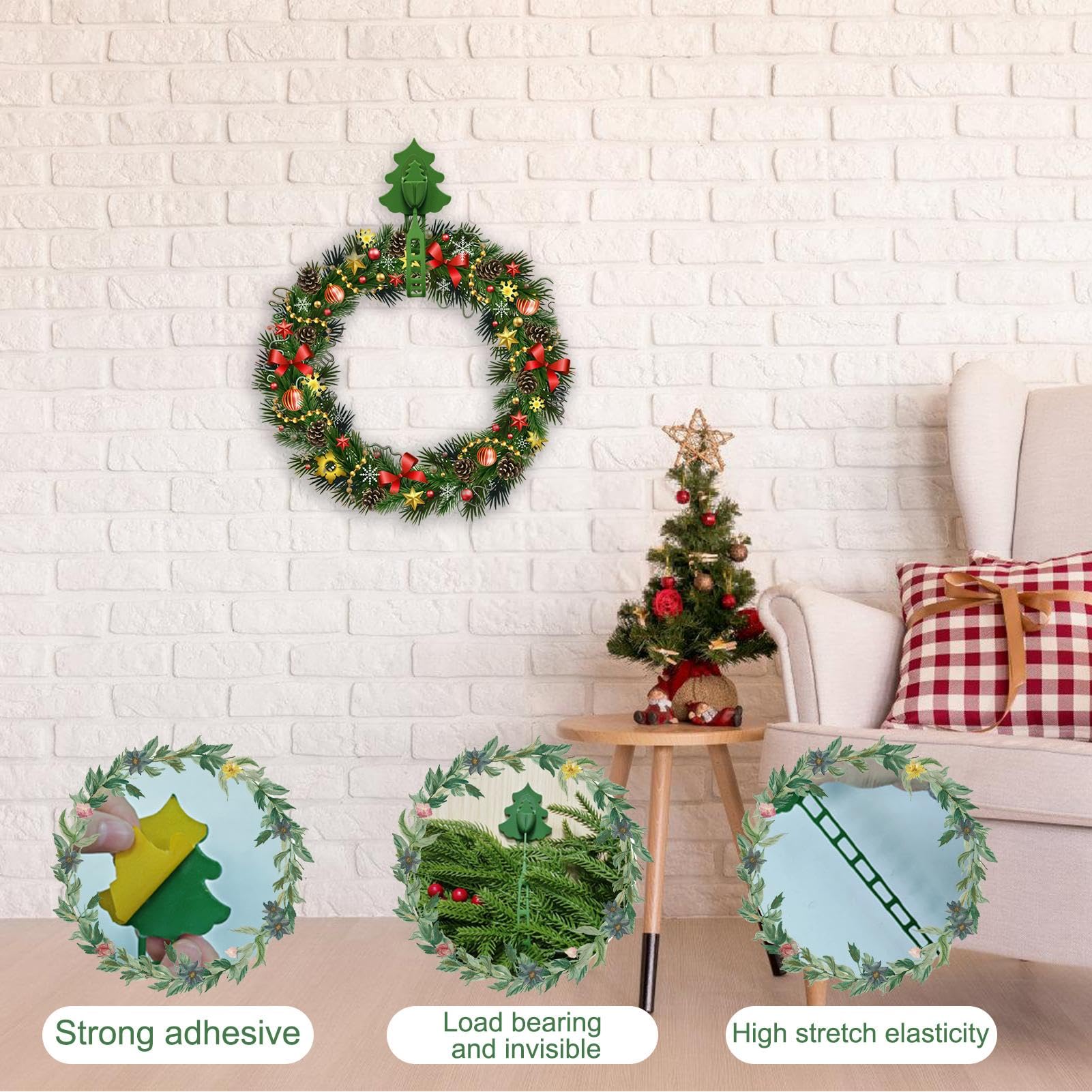 Ganci Per Ghirlande Natalizie In Silicone - 2 Pezzi Estensibili, Adesivi Riutilizzabili Per Scale, Finestre, Camini