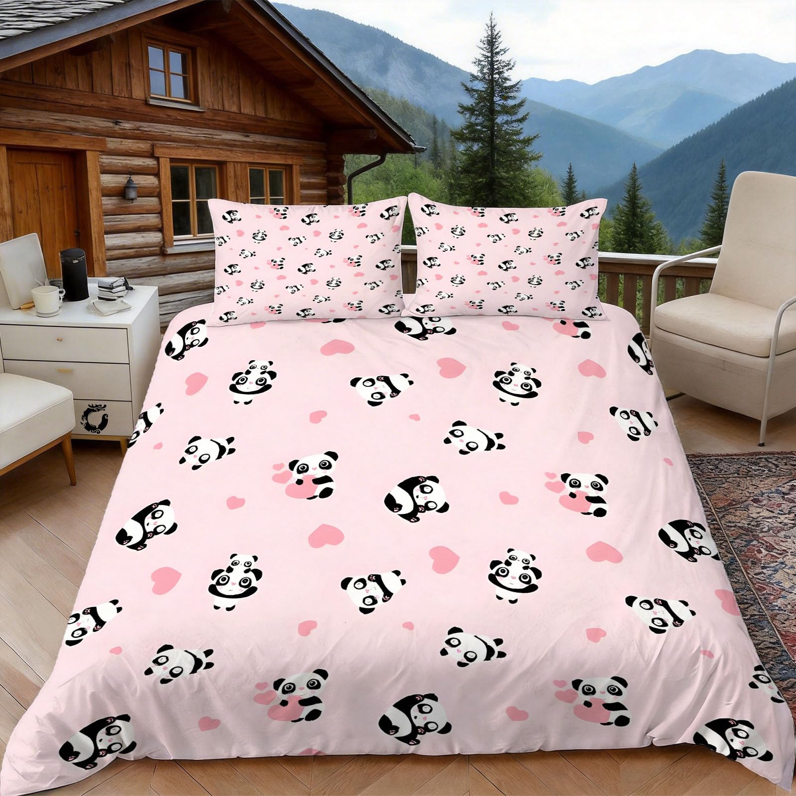 Funda Nordica Cama 105 Oso Panda 3D Fundas Nordicas Animal Print 3pcs Ropa de Cama Microfibra Suave Funda Nordica 200x200 y 2 Funda de Almohada 50x80 cm