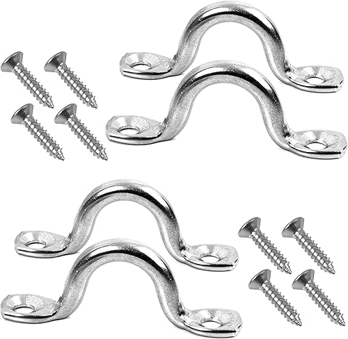 KNOX Pad Eye Loops for Bimini Tops, 316 Stainless Steel, Tie Down Loop, Boat Deck Saddle, Bimini Hardware Fitting, Tie Down Anchor Point, Footman's