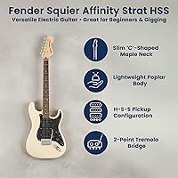 Vista 22 de Fender Squier Affinity Stratocaster - Paquete azul Lake Placid con amplificador Frontman 10G, estuche, afinador, cable de instrumento, correa, púas