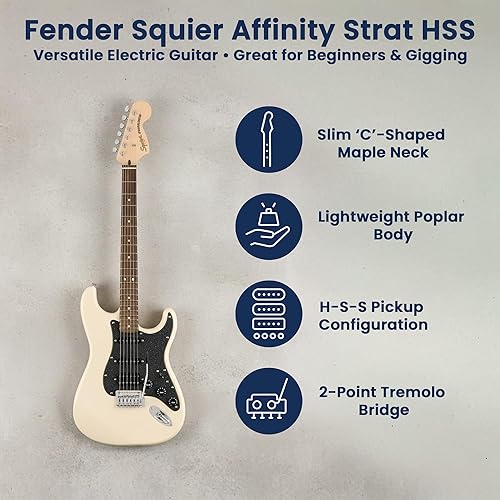 Miniatura 22 de Fender Squier Affinity Stratocaster - Paquete azul Lake Placid con amplificador Frontman 10G, estuche, afinador, cable de instrumento, correa, púas