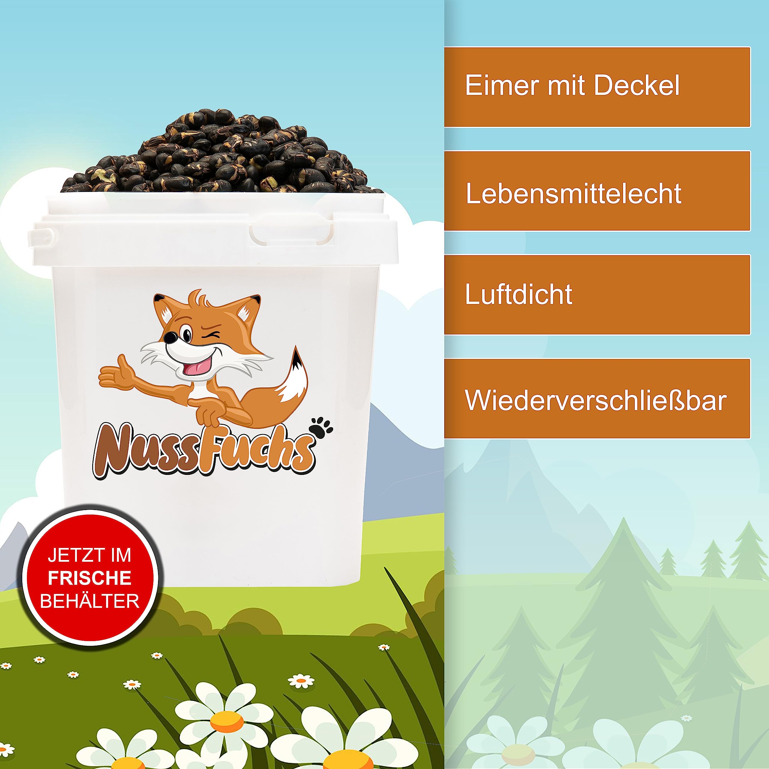 Sojabohnen 2kg - schwarze Sojabohnen geröstet & gesalzen vegan glutenfrei ohne Zusätze schwarze Edamame Bohnen ohne Fett geröstet knuspriger Snack für zwischendurch (2kg im Behälter)
