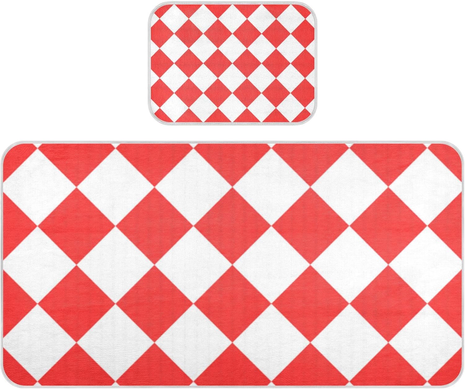Buffalo Plaid Red White Cooling Baby Bassinet Mattress 28" x 52" Ultra Soft Pads Washable for Baby&Toddler