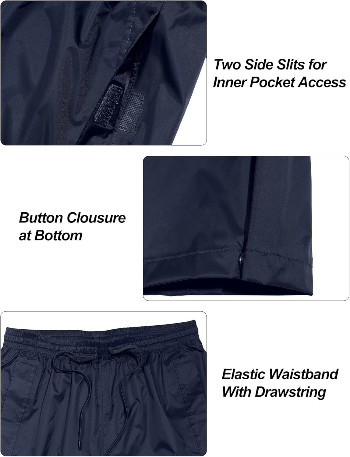 Little Donkey Andy Men's Lightweight Packable Waterproof Rain Pants with Pockets for Hiking Travel Fishing