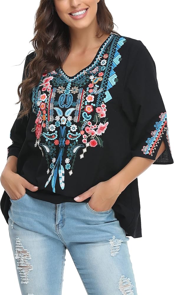 【deres】blooming embroidery blouse Floral Embroidered Sheer Blouse – GodBlessDress