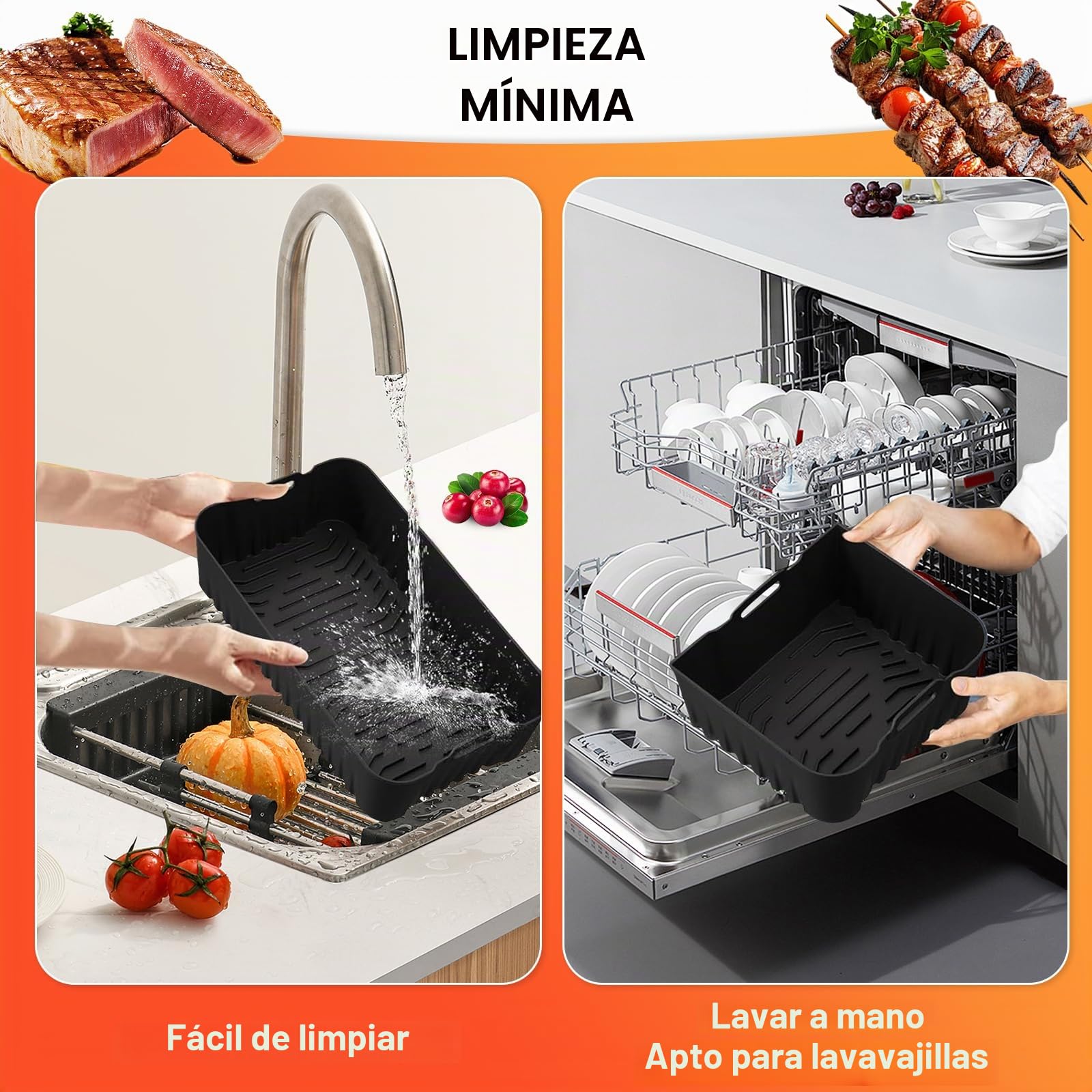 Accesorio para freidora de aire caliente Cosori Dual Blaze Twinfry XXL 10 L, accesorio de silicona para airfryer (1 x 10 l y 2 x 5 L), compatible con Ninja Foodi Flexdrawer 10,4 L freidora de aire