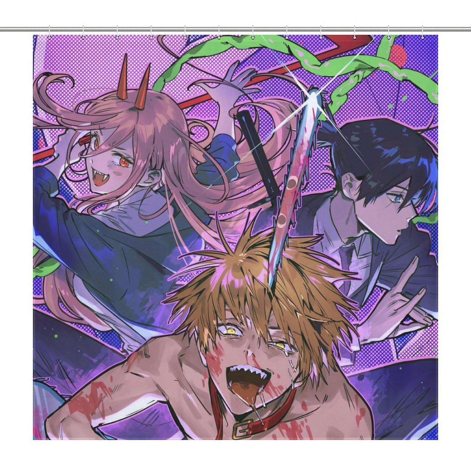 Amazon｜シャワーカーテン チェンソーマン デンジ パワー 秋 72x72Inch