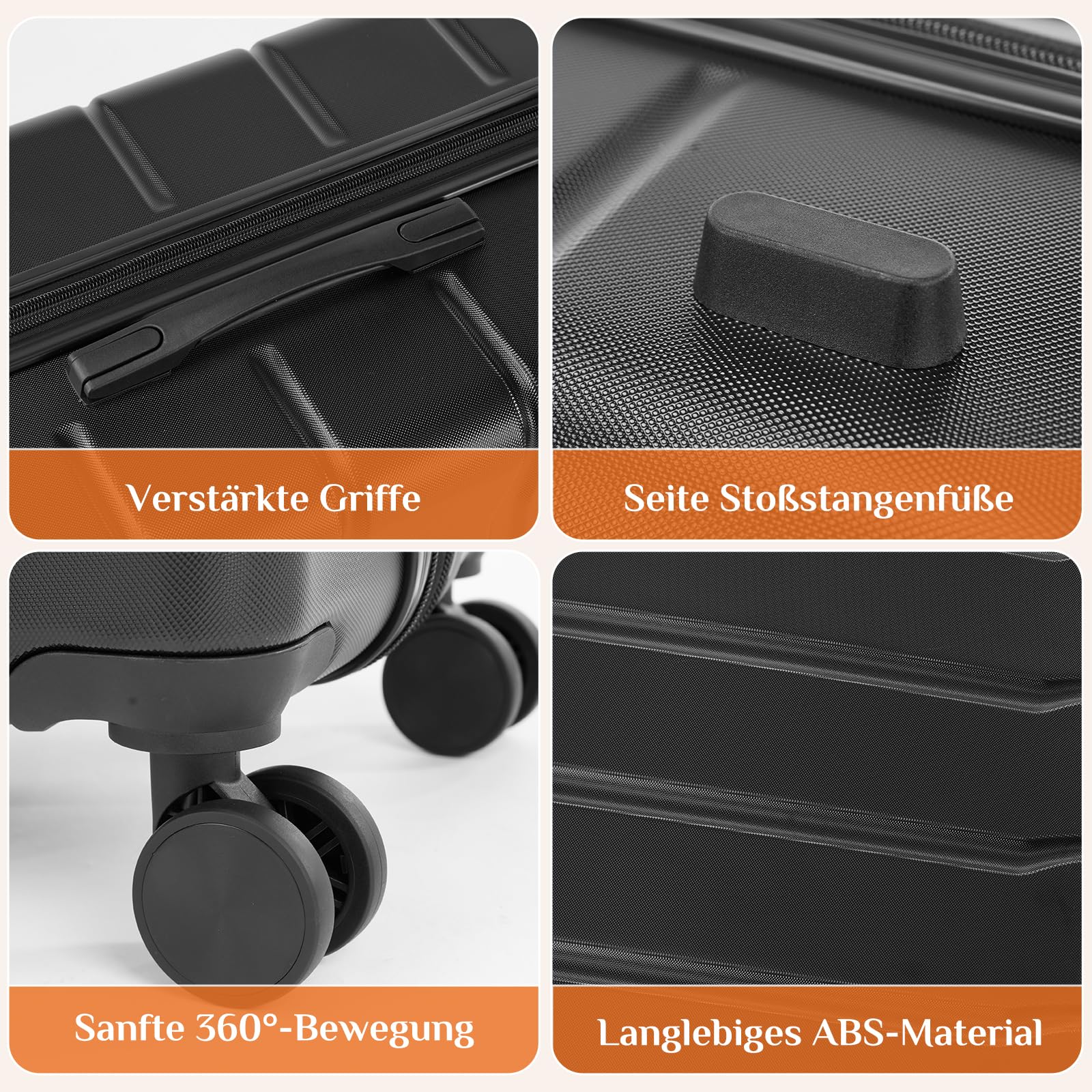 Sweetcrispy Kofferset 3 Teilig Hartschale-Reisekoffer Set ABS+PC Erweiterbar, TSA Schloss, Leise 360°-Rollen, 20/24/28 Zoll (M/L/XL)-Leichtes Koffer Set, Handgepäck Geeignet